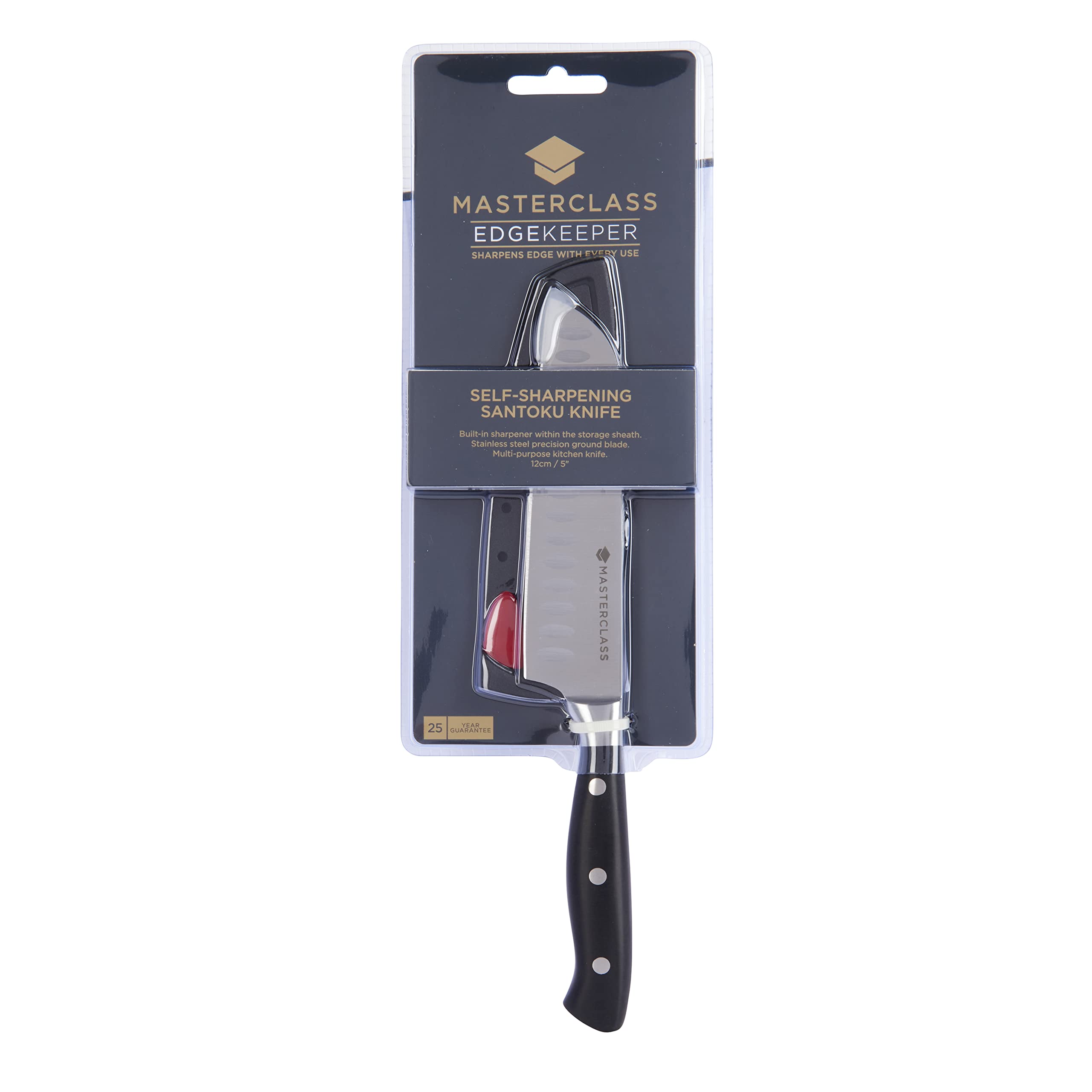 MasterClass Edgekeeper Santoku Knife - Self-Sharpening Stainless Steel | 12cm Blade | Dishwasher Safe 3