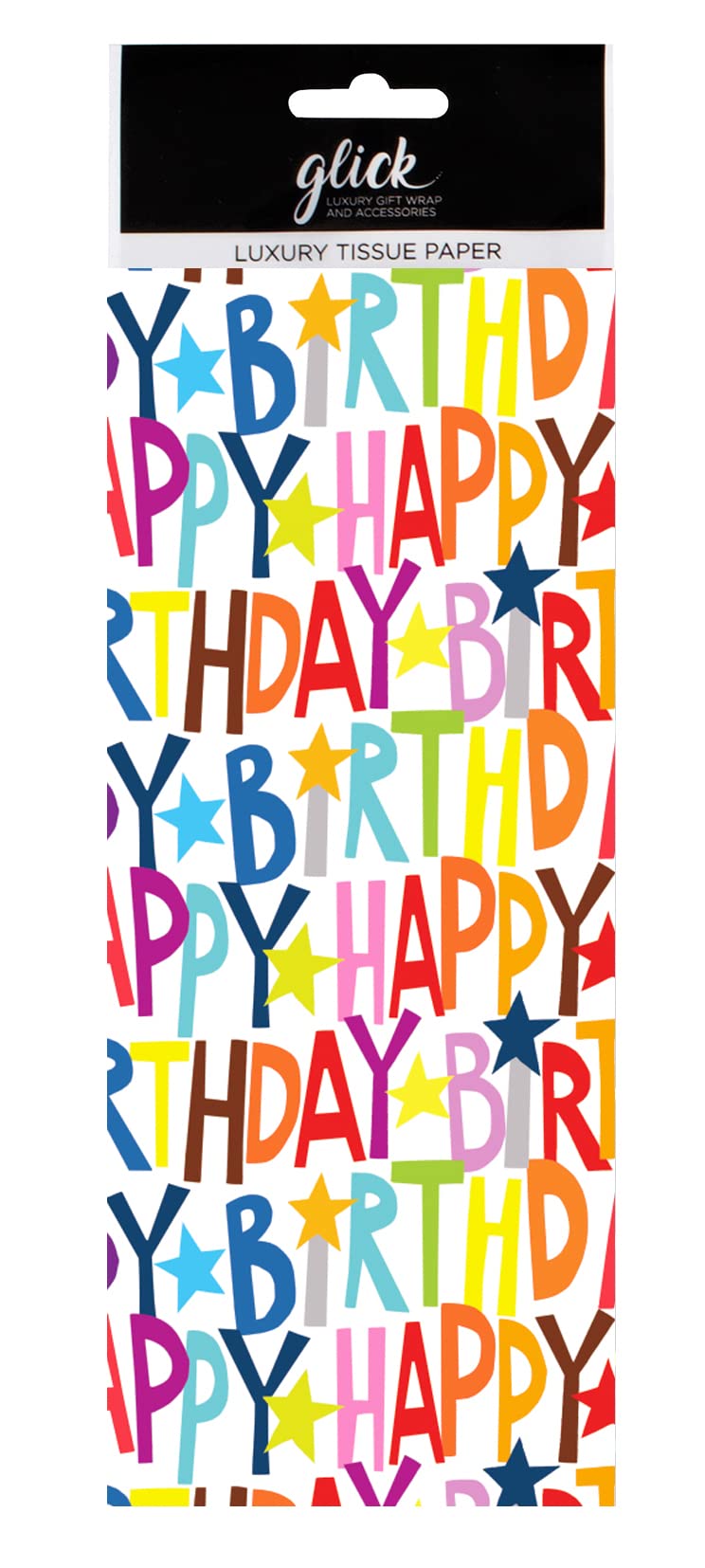 Glick Happy Birthday Kraft Tissue Paper - 4 Sheets | 500mm x 750mm | Luxury Gift Wrap 1