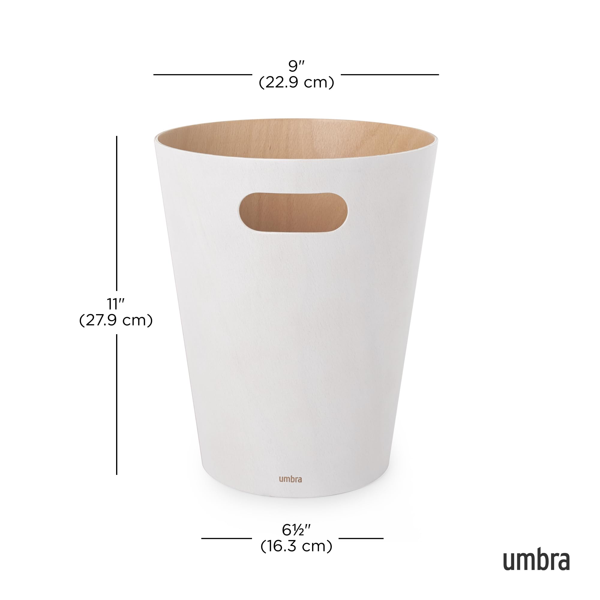 Umbra Woodrow Paper Bin - 2 Gallon (7.5L) Capacity | Wood Material | White/Natural Finish 3