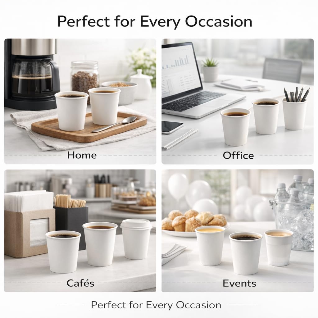 1ABOVE 50 Pack 4 oz White Disposable Paper Cups | Hot & Cold Drinkware | Biodegradable 7