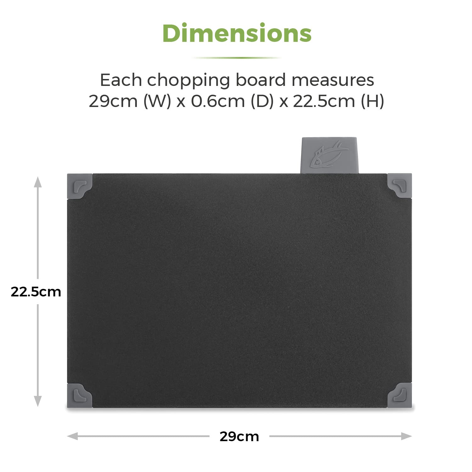 Tower 4-Piece Chopping Board Set with Stand | Plastic | Black | Includes Index Tabs 8