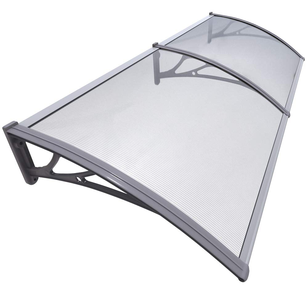 VOUNOT Outdoor Door Canopy Awning - 200 x 80 cm Grey Shelter | Polycarbonate & Aluminum 1