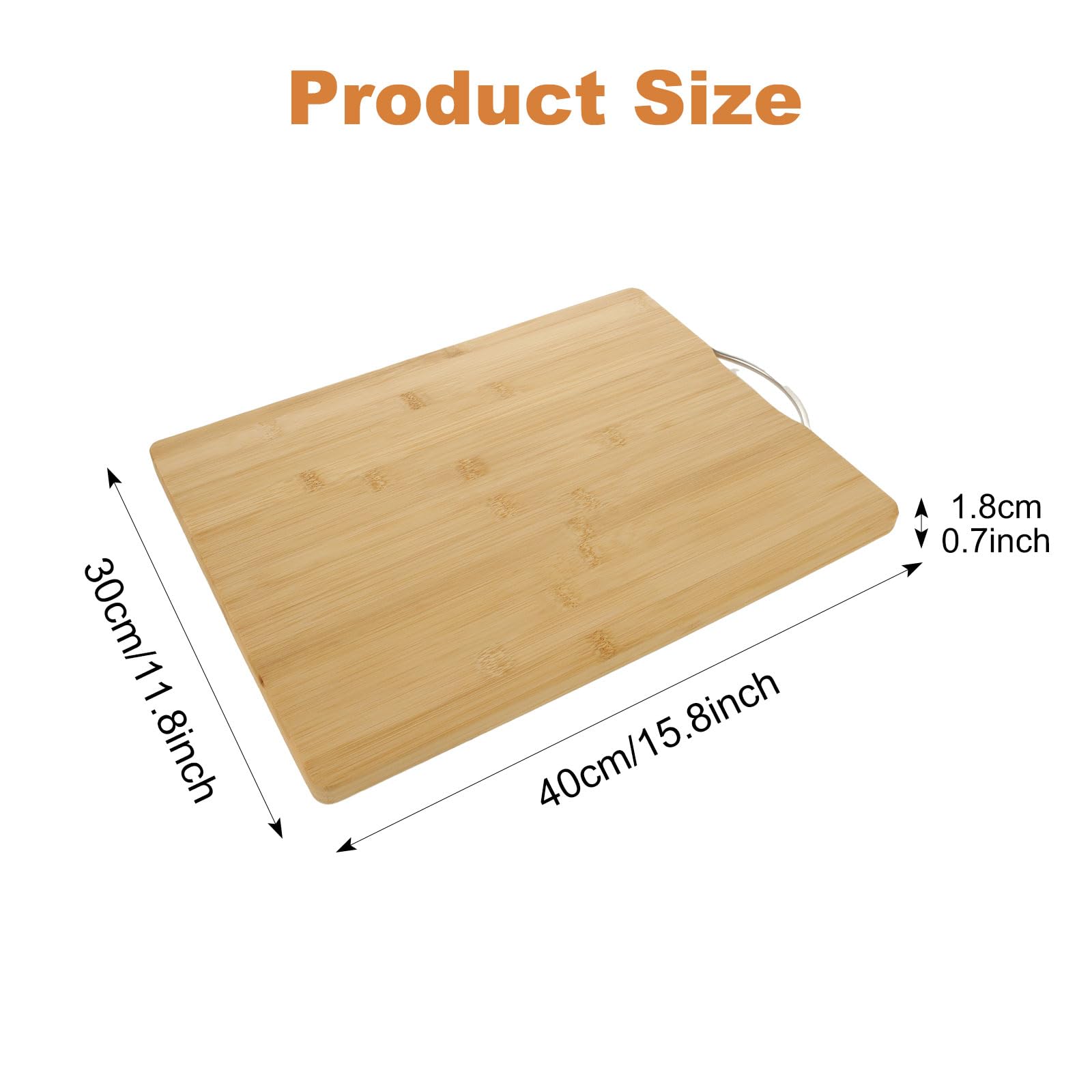 ASelected Wooden Chopping Board - Natural Bamboo, 40x30x1.8 cm | Lightweight & Durable 2