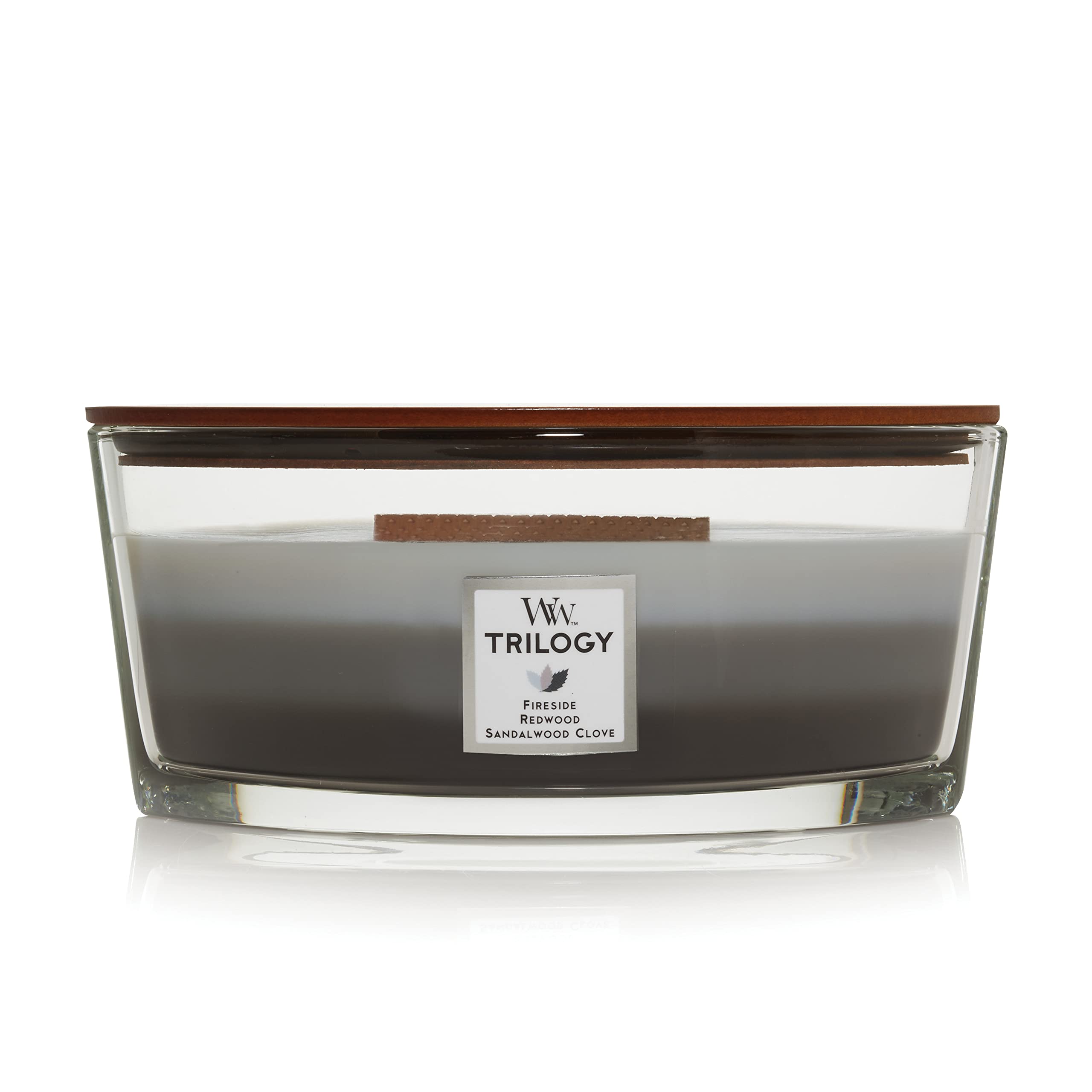 WoodWick Ellipse Trilogy Scented Candle Set - Warm Woods | Crackling Wooden Wick | Up to 50 Hours Burn Time