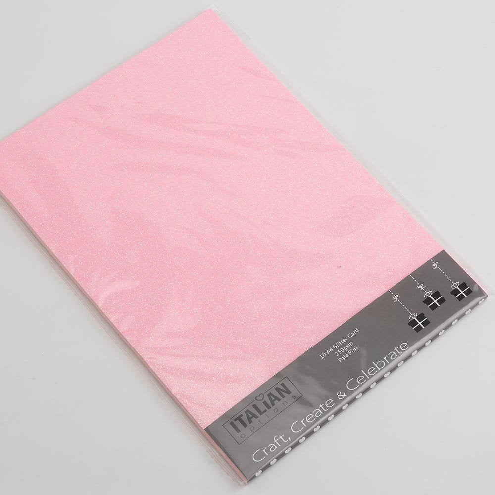 Italian Options 250GSM Non-Shed Glitter Card Stock - Pale Pink | A4 Size | 10 Sheets 1
