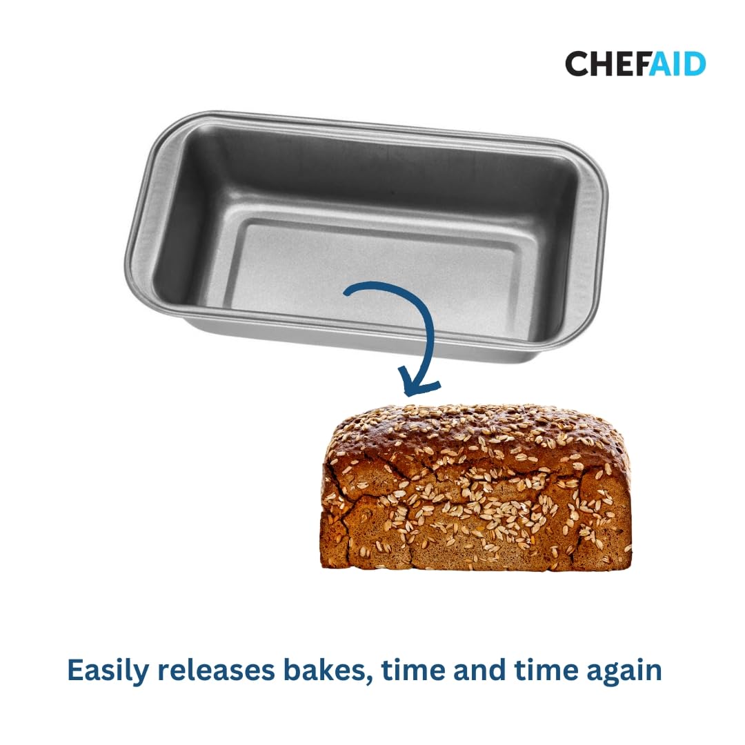 Chef Aid Non-Stick Loaf Pans Set of 2, 2lb (900g) Capacity, Carbon Steel Baking Tins 9
