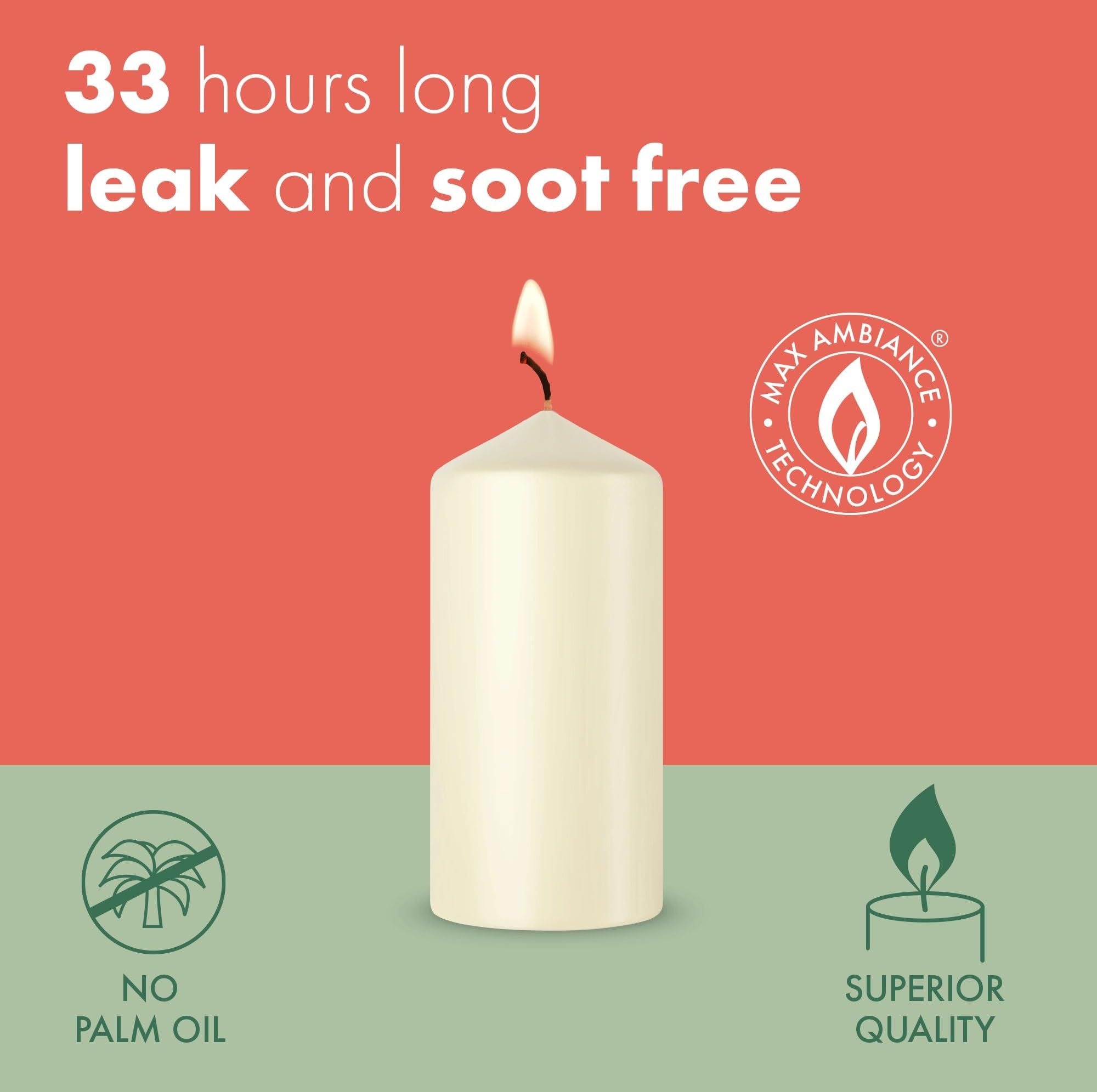 BOLSIUS Pillar Candles - Green - 4-Pack | 12 x 6 cm | 33 Hours Burn Time | Unscented