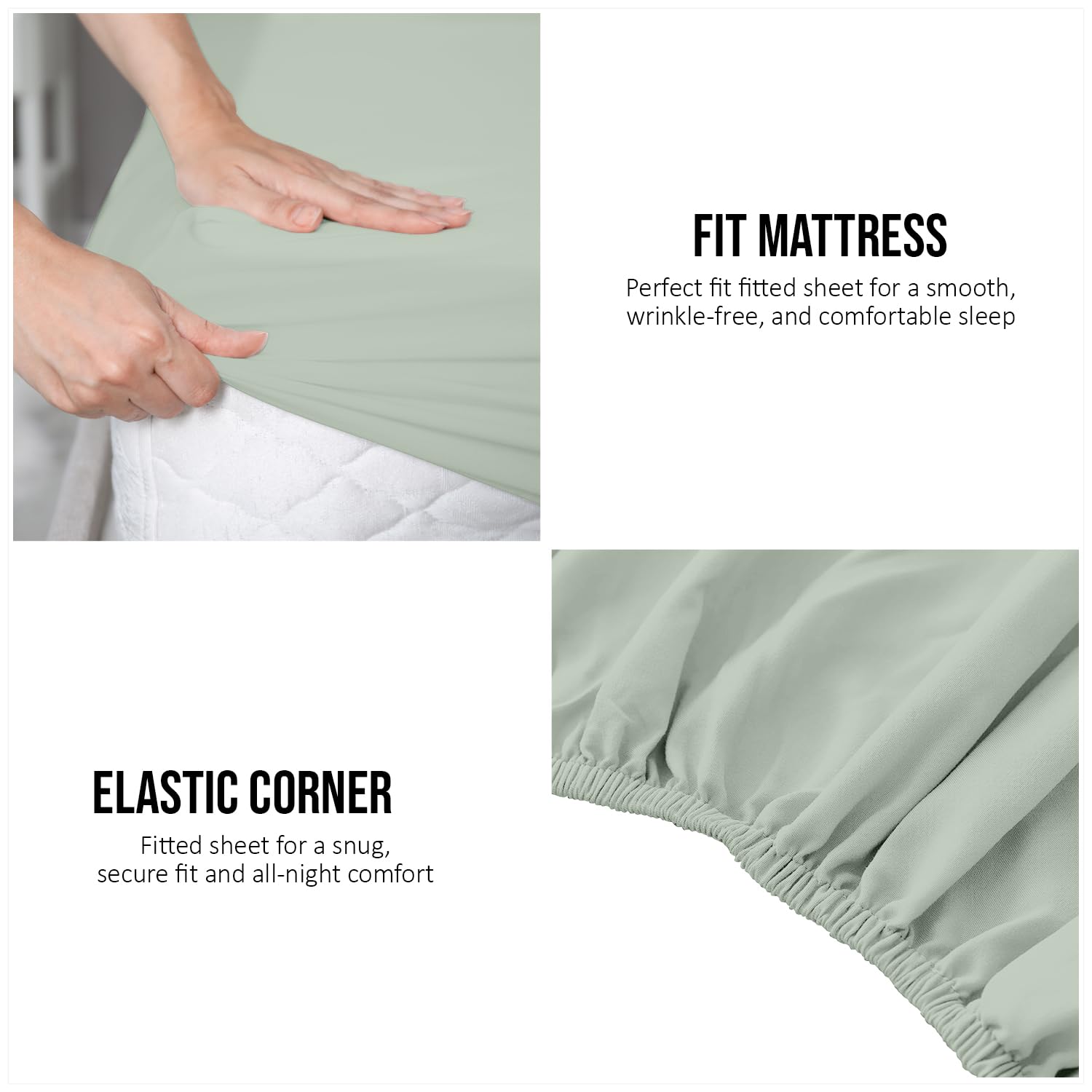 Super Dreamer Microfiber Fitted Sheet - King Size, Sage Green, 25cm Deep Pocket 5