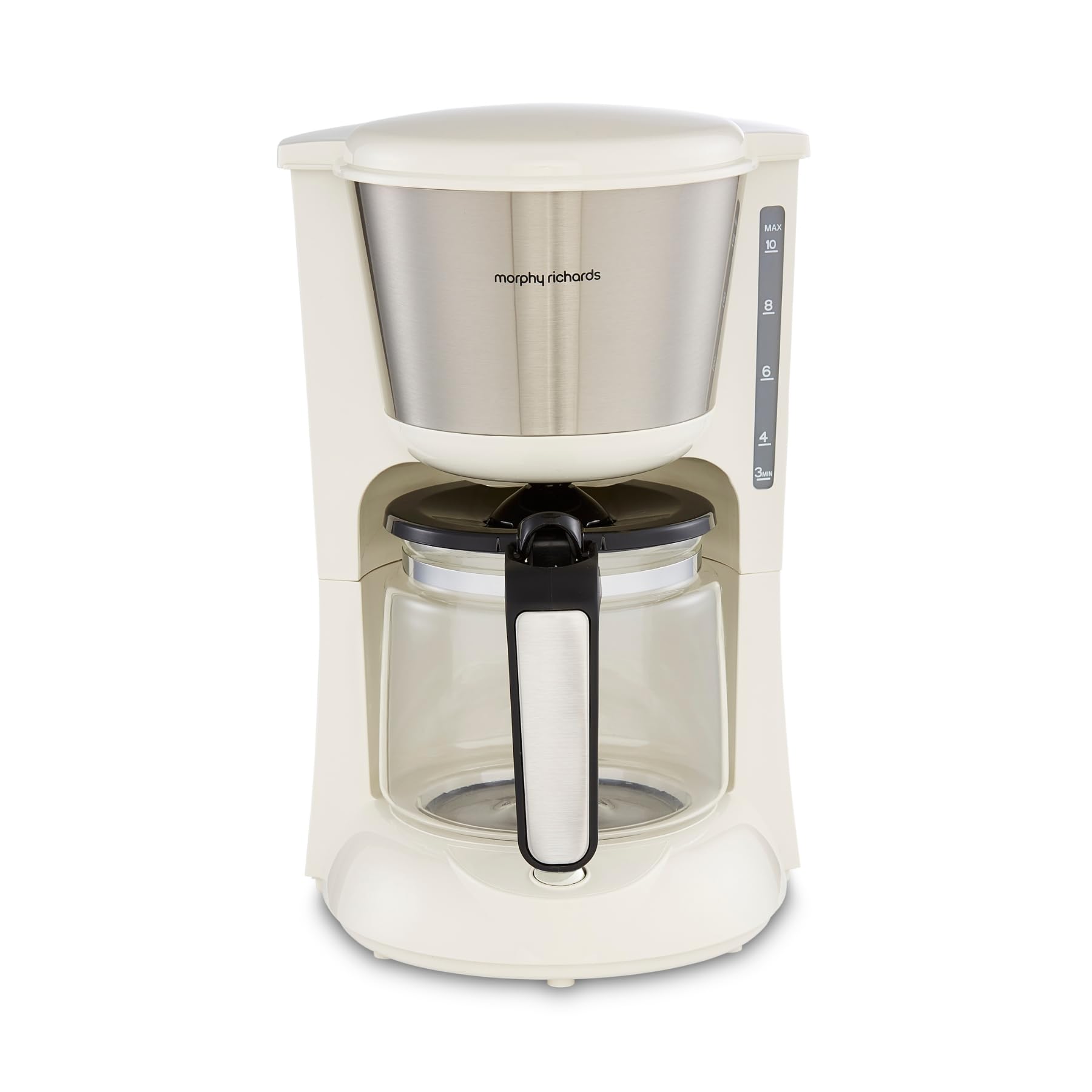 Morphy Richards Equip Filter Coffee Machine - 10 Cup, Pour Over Technology, Fast Brew | Cream/Stainless Steel