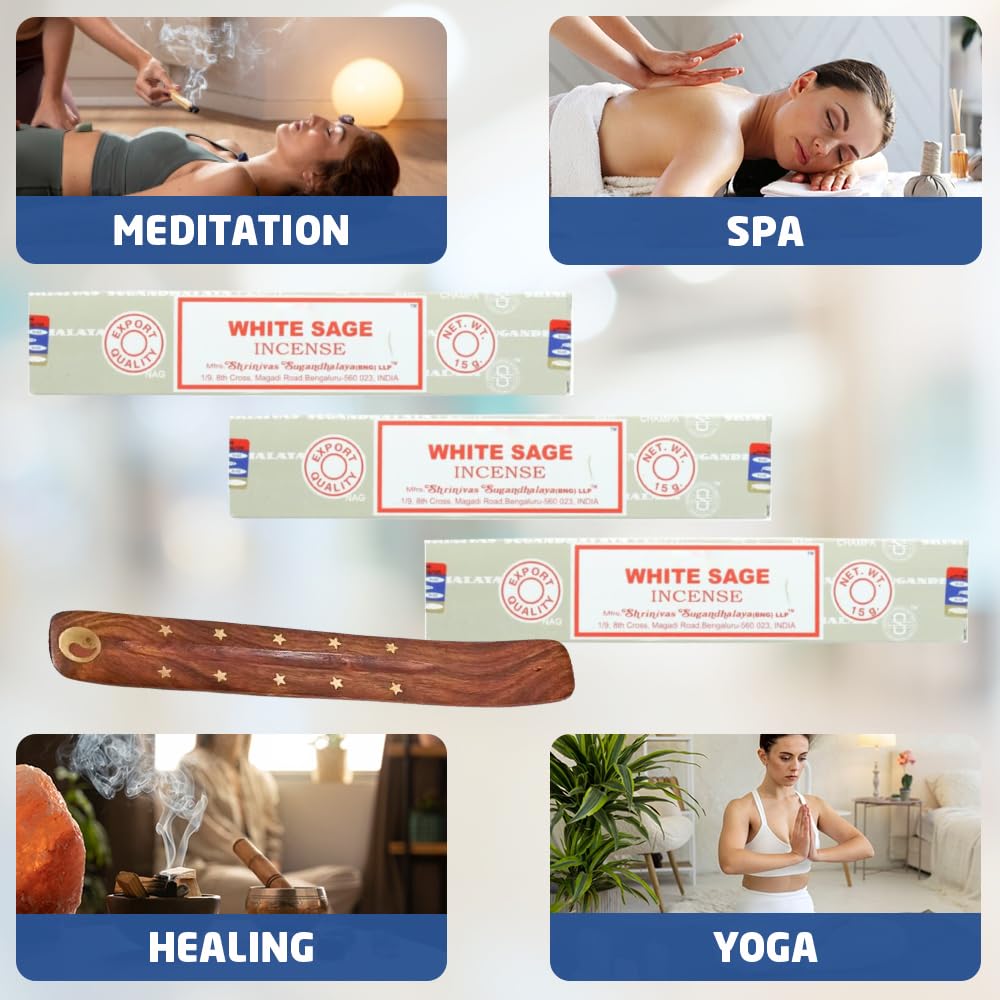 1ABOVE White Sage Incense Sticks (3x15g) with Holder | Promotes Relaxation & Meditation 6