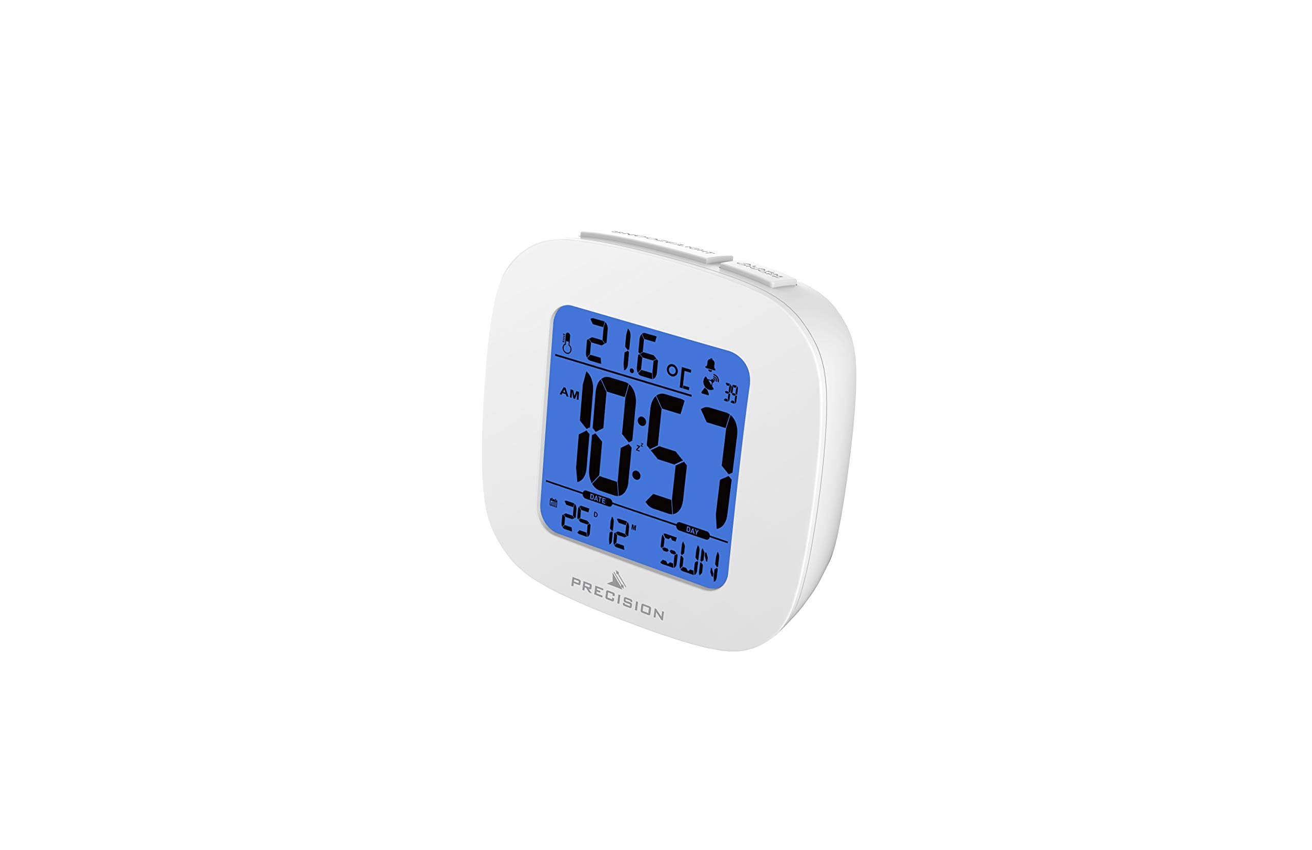 Precision AP058 Digital Alarm Clock - White Plastic | LCD Backlight | Snooze Function 4