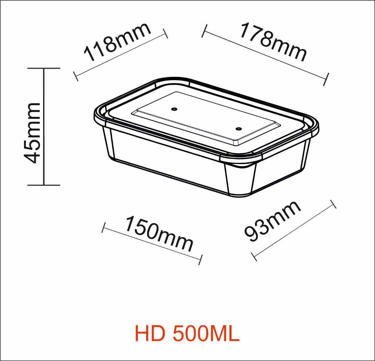 1ABOVE Secure Pack 50 x 500ML Microwave Safe Plastic Food Containers with Airtight Lids