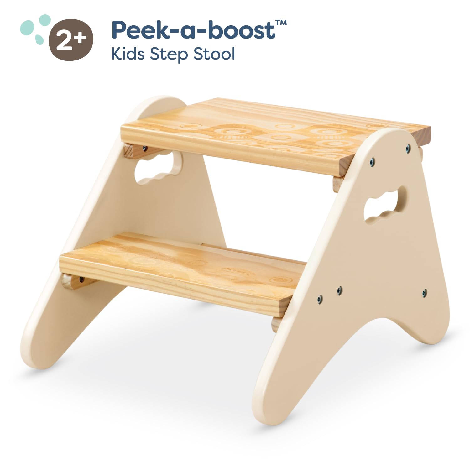 B. toys 2-Step Wooden Stool for Kids | Ivory & Wood Finish | Supports up to 70 kg 3