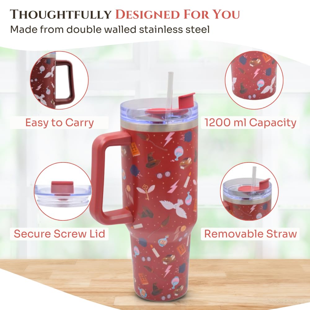 HOX Harry Potter Insulated Stainless Steel Tumbler - 1200ml | Vacuum Insulated | Red 5