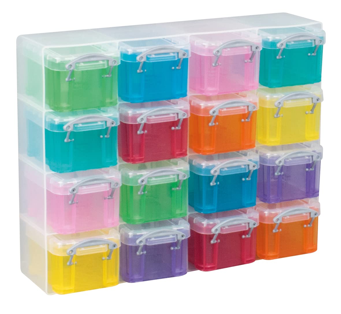 Really Useful Box 16x0.14 Litre Plastic Storage Box Organiser, Clear & Assorted 3