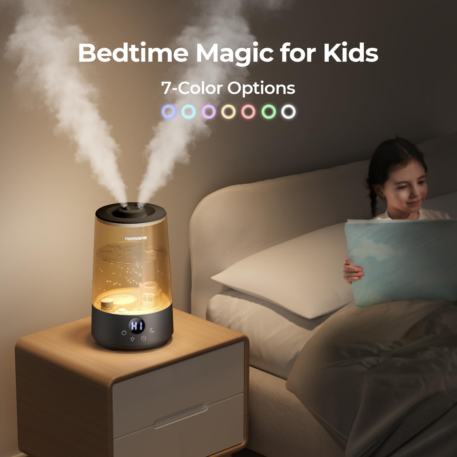 Homvana H101 3.6L Cool Mist Humidifier for Bedroom | 34 Hr Runtime | SilentSpray <16dB 6