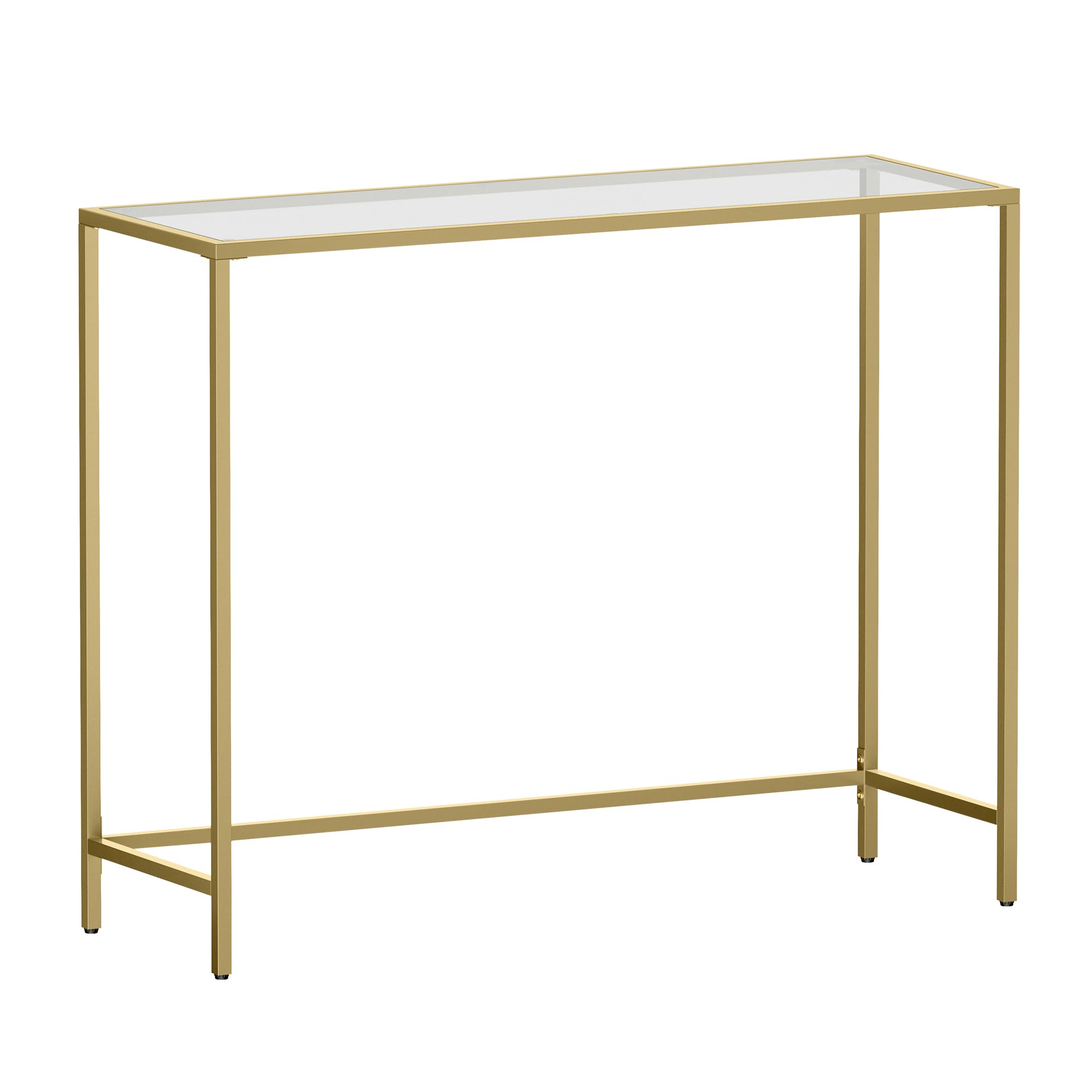VASAGLE Console Table - Tempered Glass Top | Metal Frame | 100x35x80 cm | Gold Finish 1