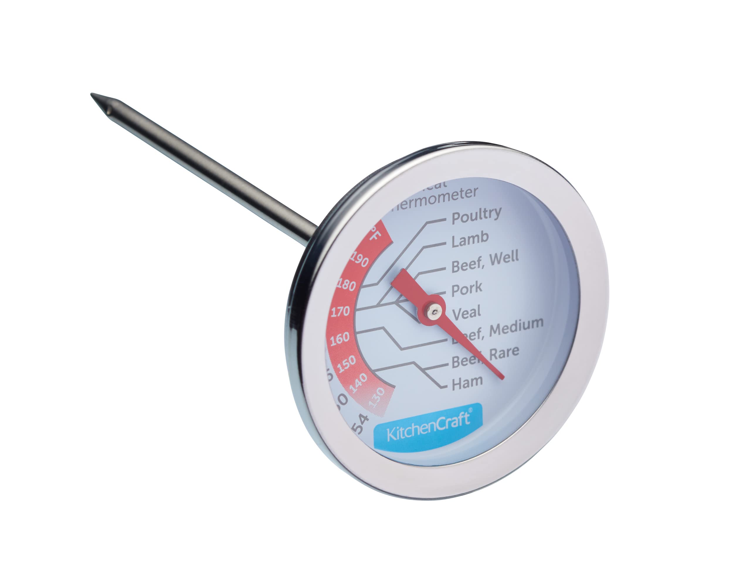 KitchenCraft Stainless Steel Meat Thermometer - Built-in Cooking Guide | 54-88°C Range 1