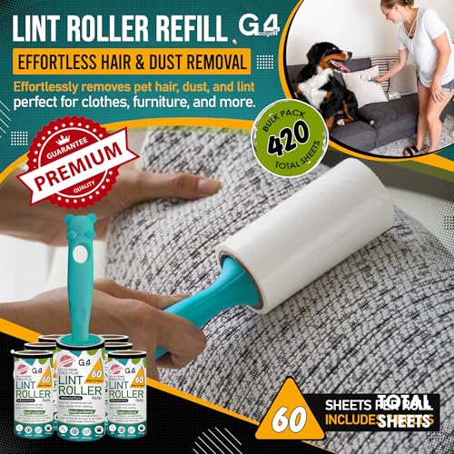 G4GADGET Lint Roller for Pet Hair - 7 Refills (420 Sheets) with Handle | Blue & Green 2