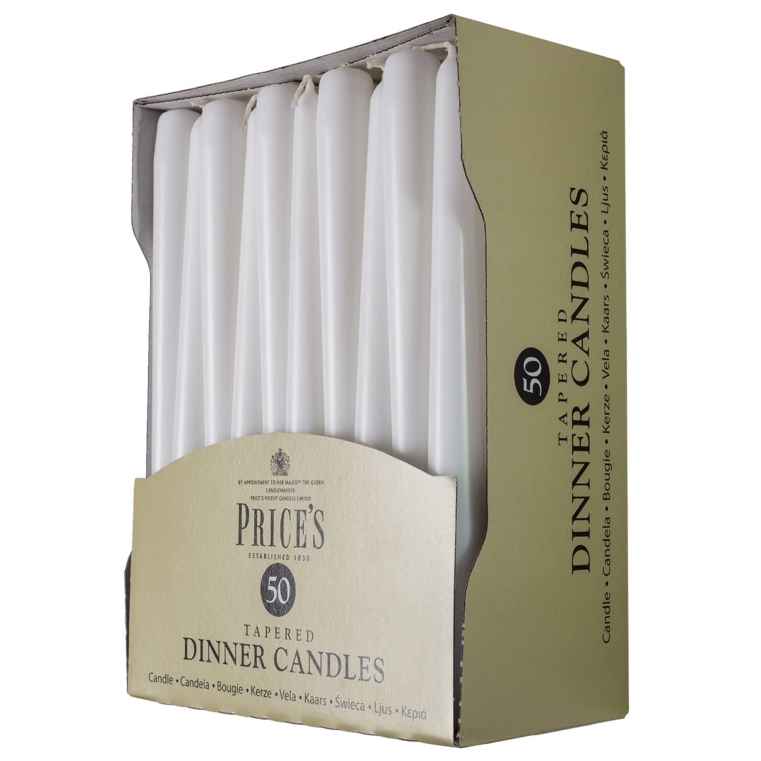 Price's Candles White Unscented Tapered Dinner Candles - 50 Pack | 7 Hour Burn Time | Wax 2