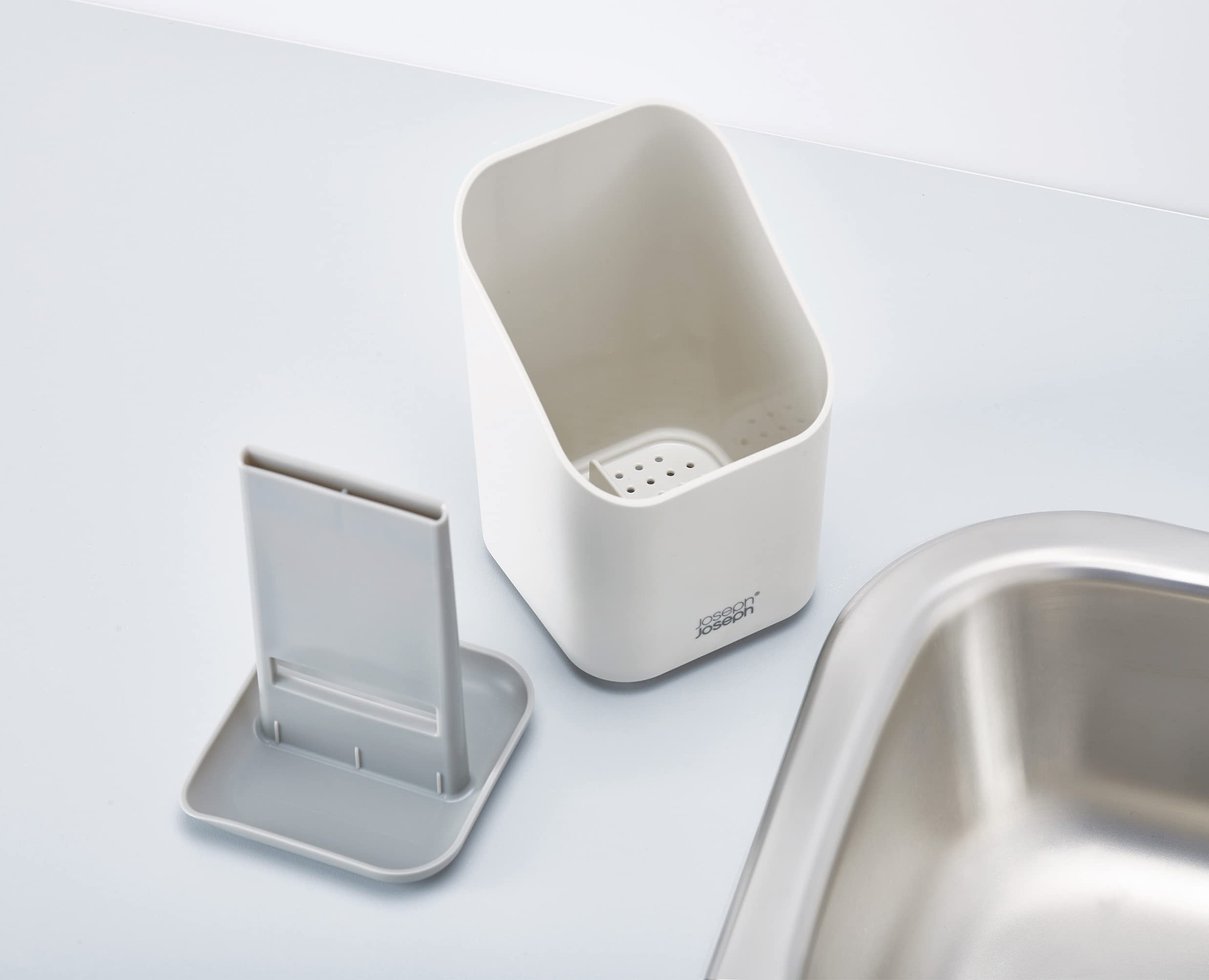 Joseph Joseph Duo Cutlery Drainer with Knife Slot - Grey Plastic | Integrated Pouring Spout 5
