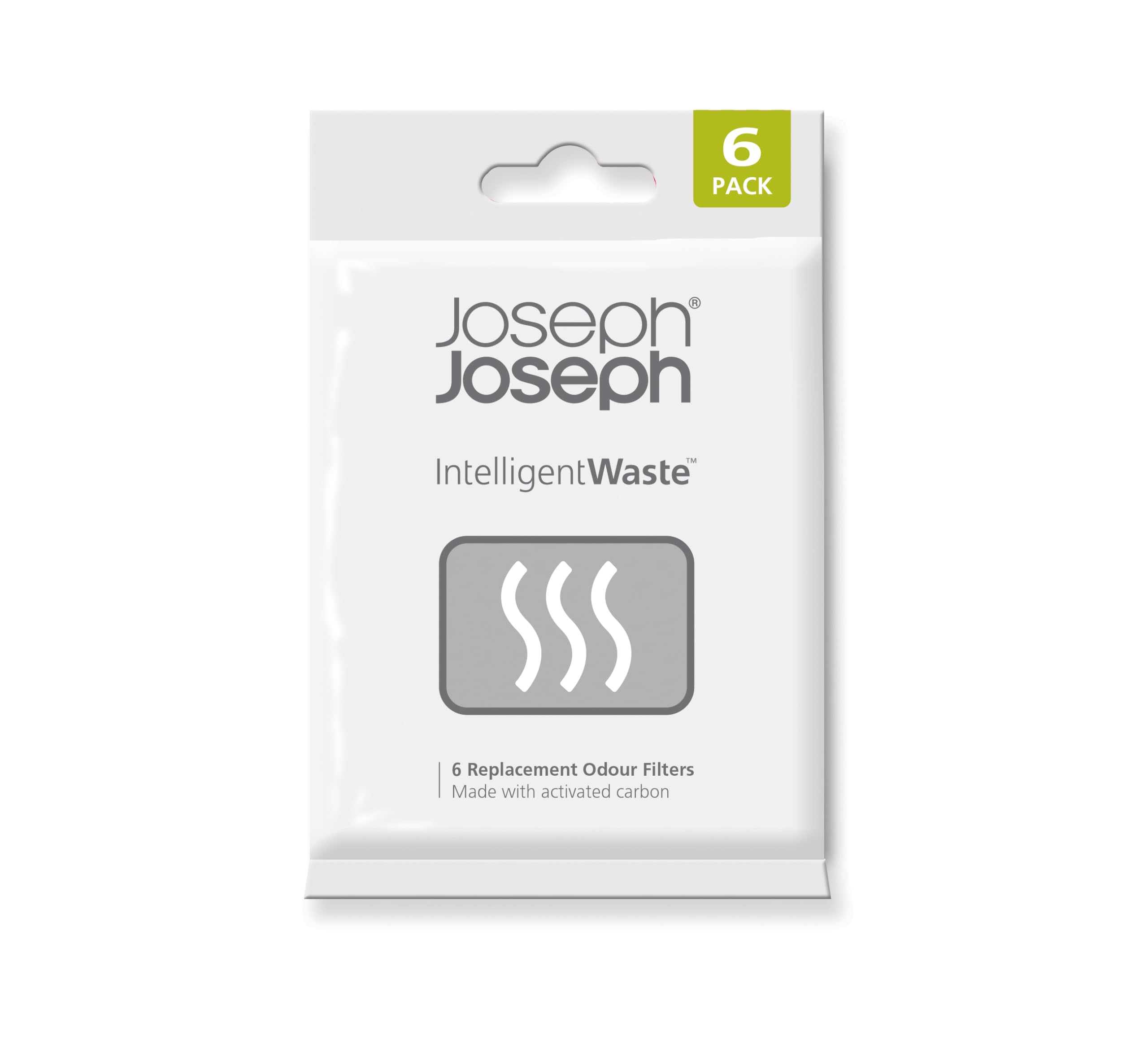 Joseph Joseph Intelligent Waste Activated Carbon Odour Filter Refills | 6 Count Pack | Black