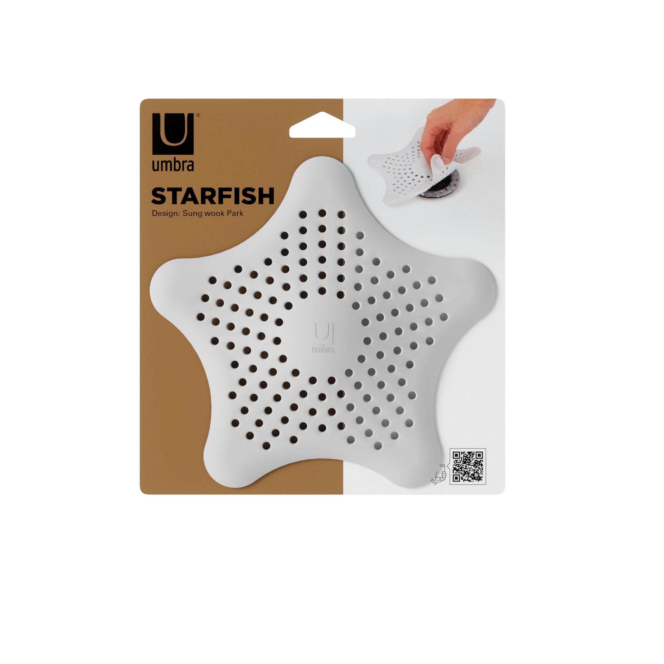 Umbra Starfish Tub Drain Hair Catcher - Flexible Rubber | 6 Inch Diameter | White 8