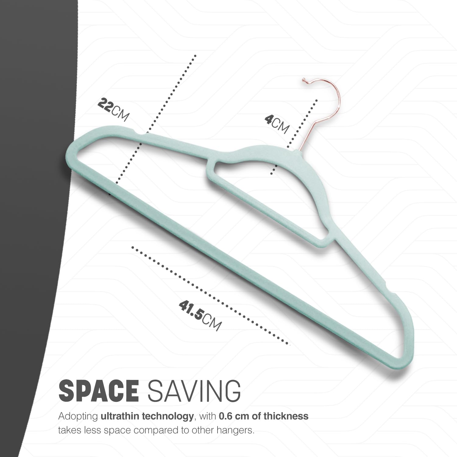 KEPLIN Velvet Non-Slip Hangers - 20 Pack with Tie Bar & 360° Swivel Hooks | Mint Green