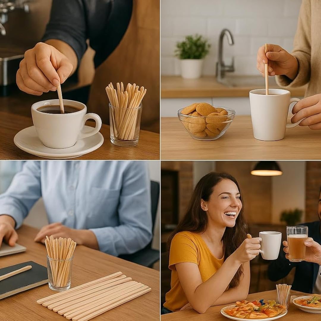 1ABOVE Wooden Coffee Stirrers - 200 Pack | 140mm (5.5") Eco-Friendly Birch Wood 6