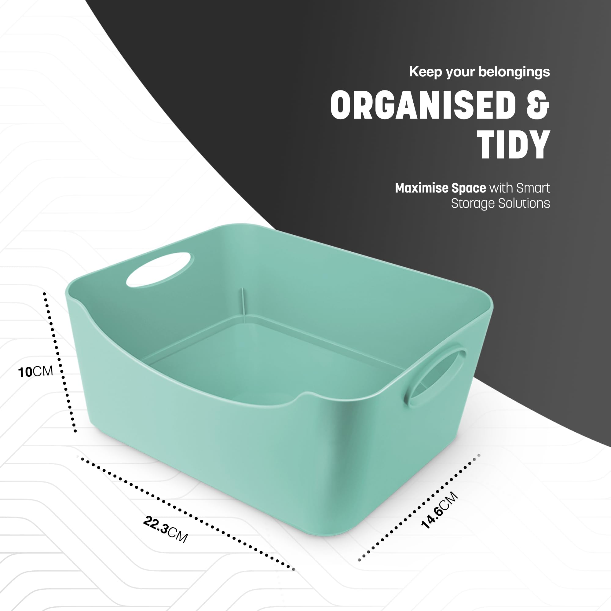 KEPLIN 5 Pack Plastic Studio Baskets with Sturdy Handles | Space-Saving | 25.5 x 17 x 11 cm 2