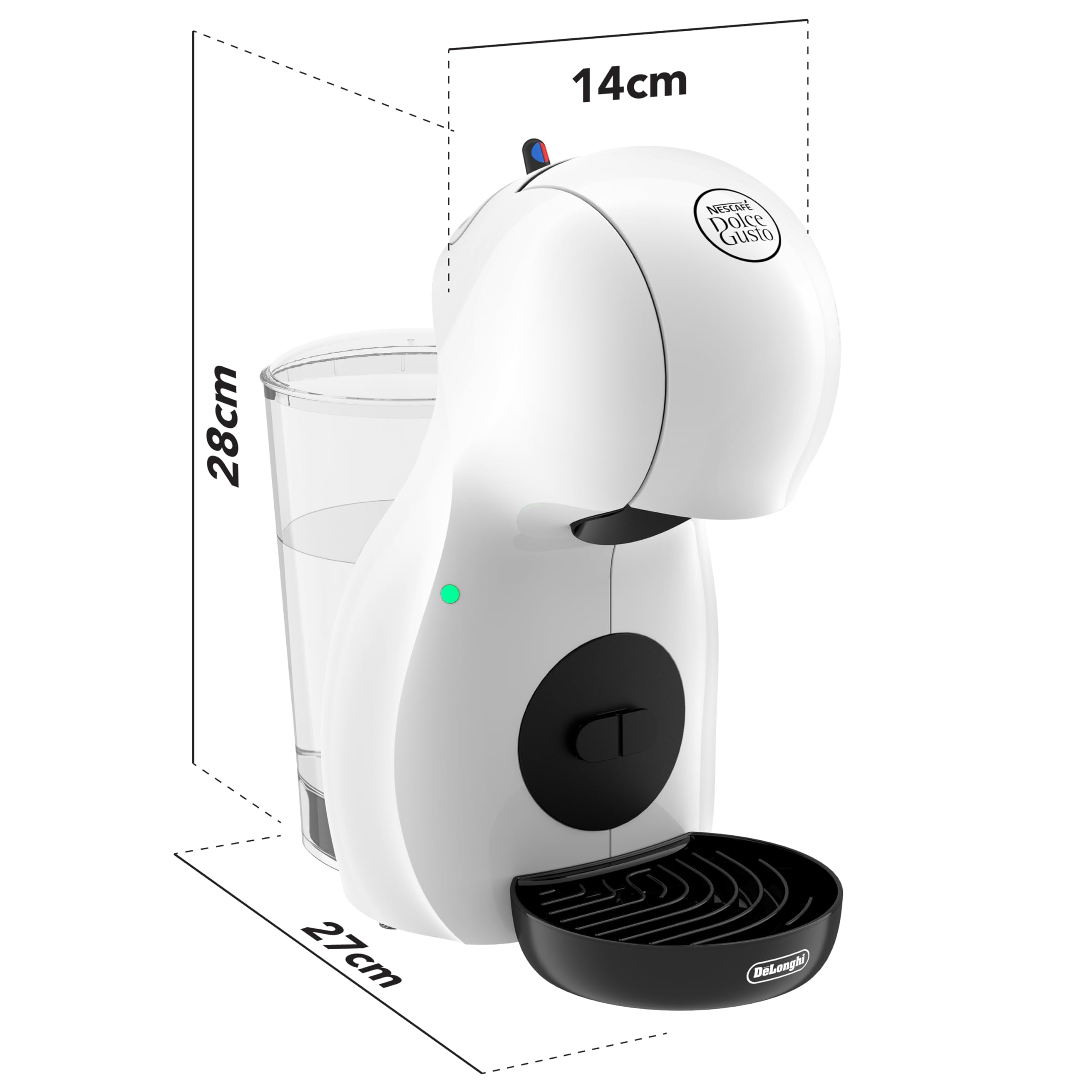 Nescafé Dolce Gusto De'Longhi Piccolo XS Pod Coffee Machine - 15 Bar Pressure | Hot & Cold Drinks | 0.8L White/Black 3