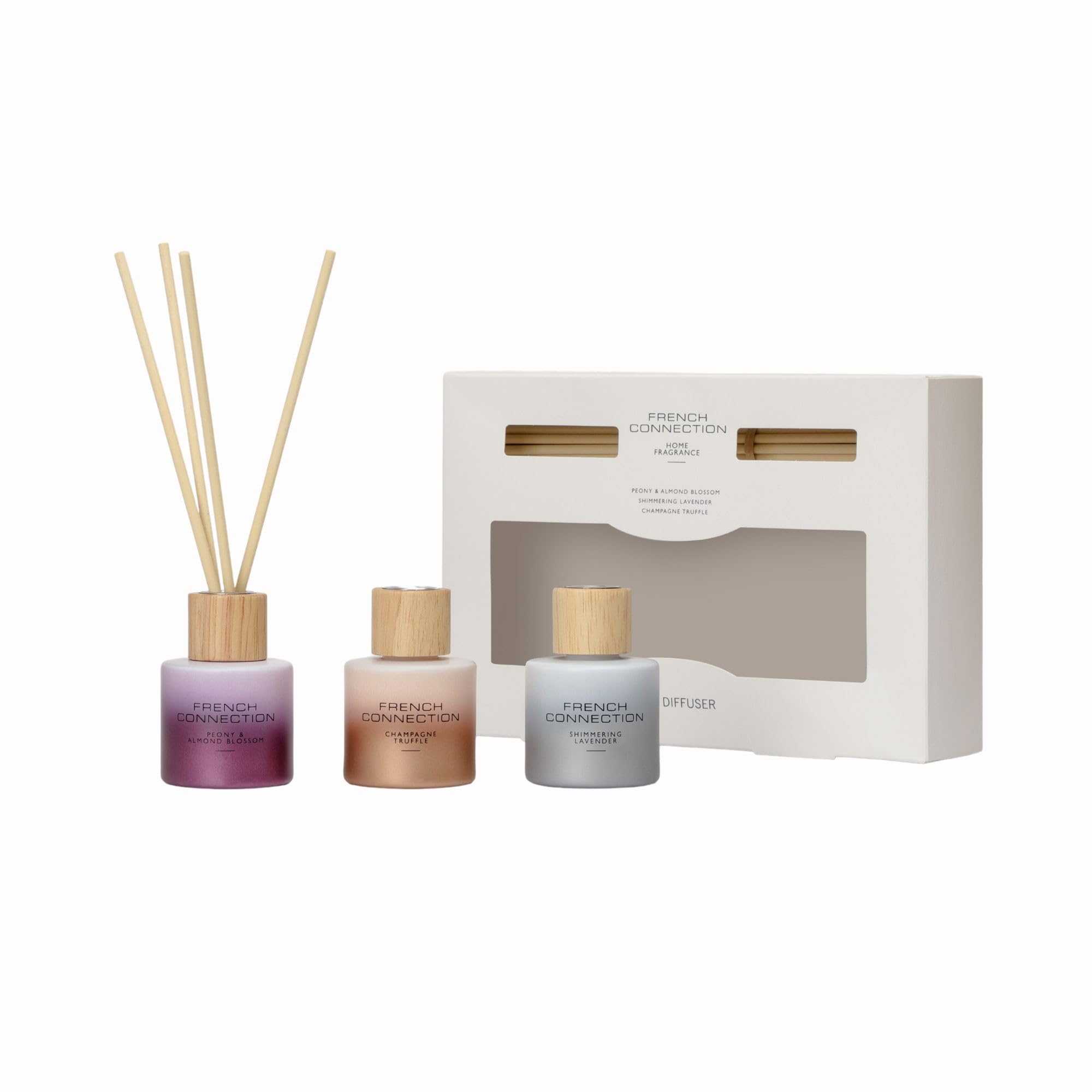 French Connection Scented Reed Diffuser Gift Set - 3 X 50ml | Lavender, Peony, Truffle Scents 1