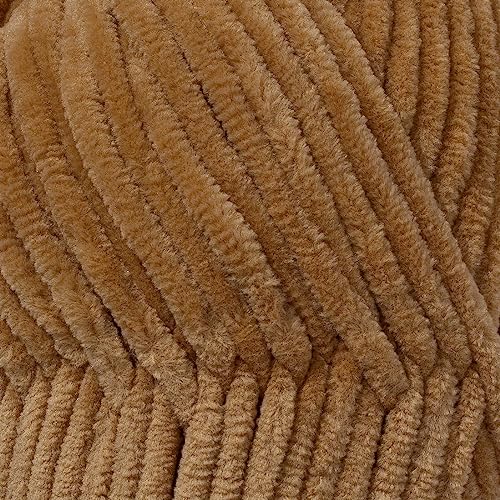Utopia Crafts Velvet Lux Chenille Yarn - Super Soft Chunky for Knitting & Crochet | 100g Warm Brown 2