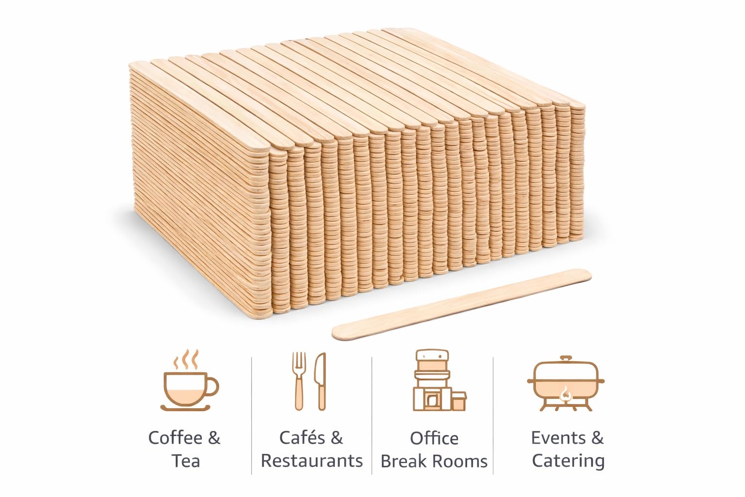 1ABOVE Wooden Coffee Stirrers - 1000 Pack, 140mm (5.5') Disposable Birch Wood 6