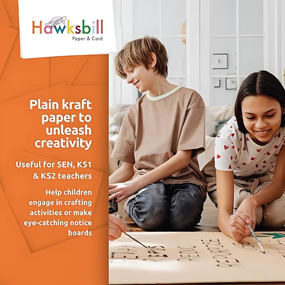Hawksbill Kraft Paper Roll - 80 GSM Recyclable Brown Paper for Crafts & Packaging | 500mm x 50m 8