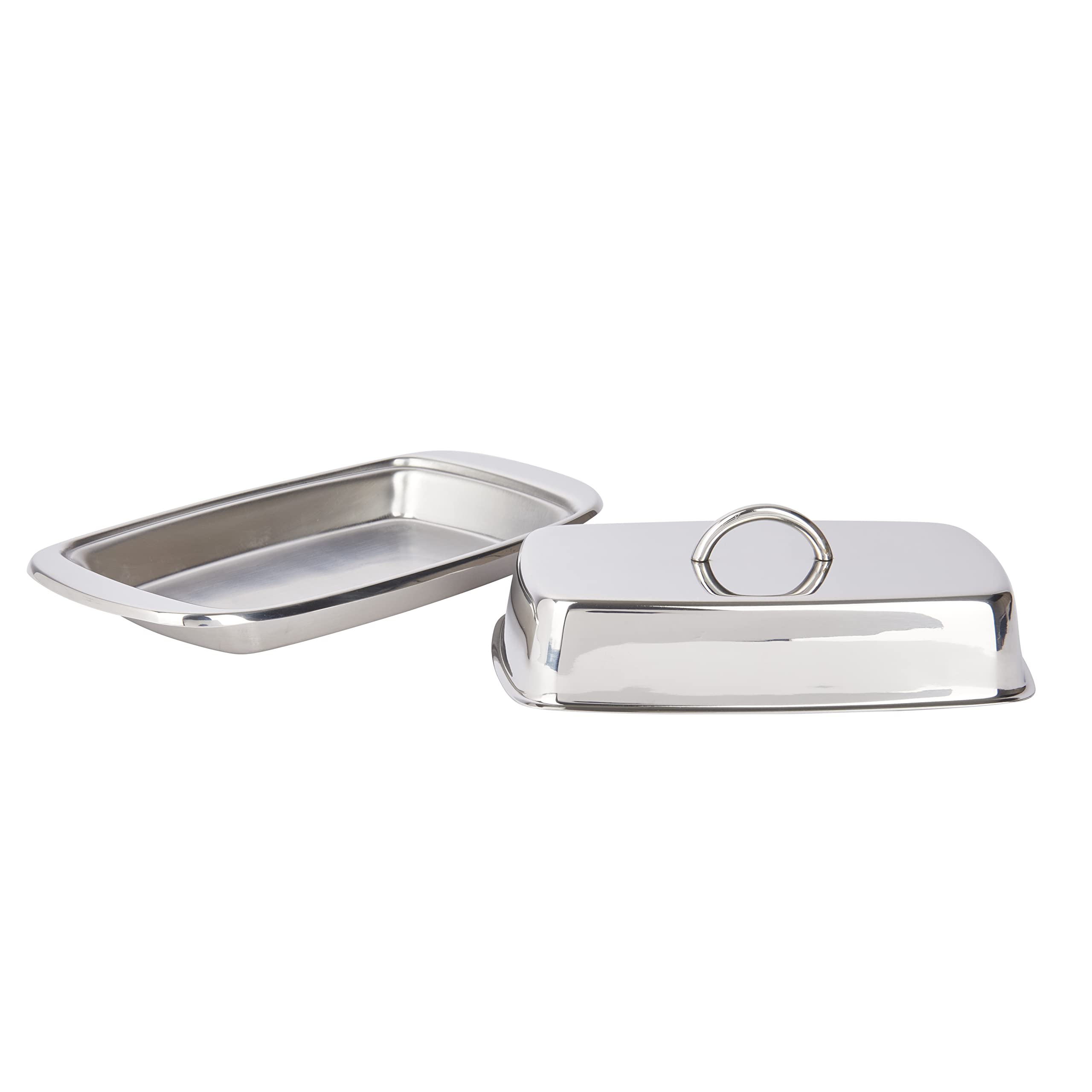 KitchenCraft Stainless Steel Butter Dish with Lid | Rectangular | Silver