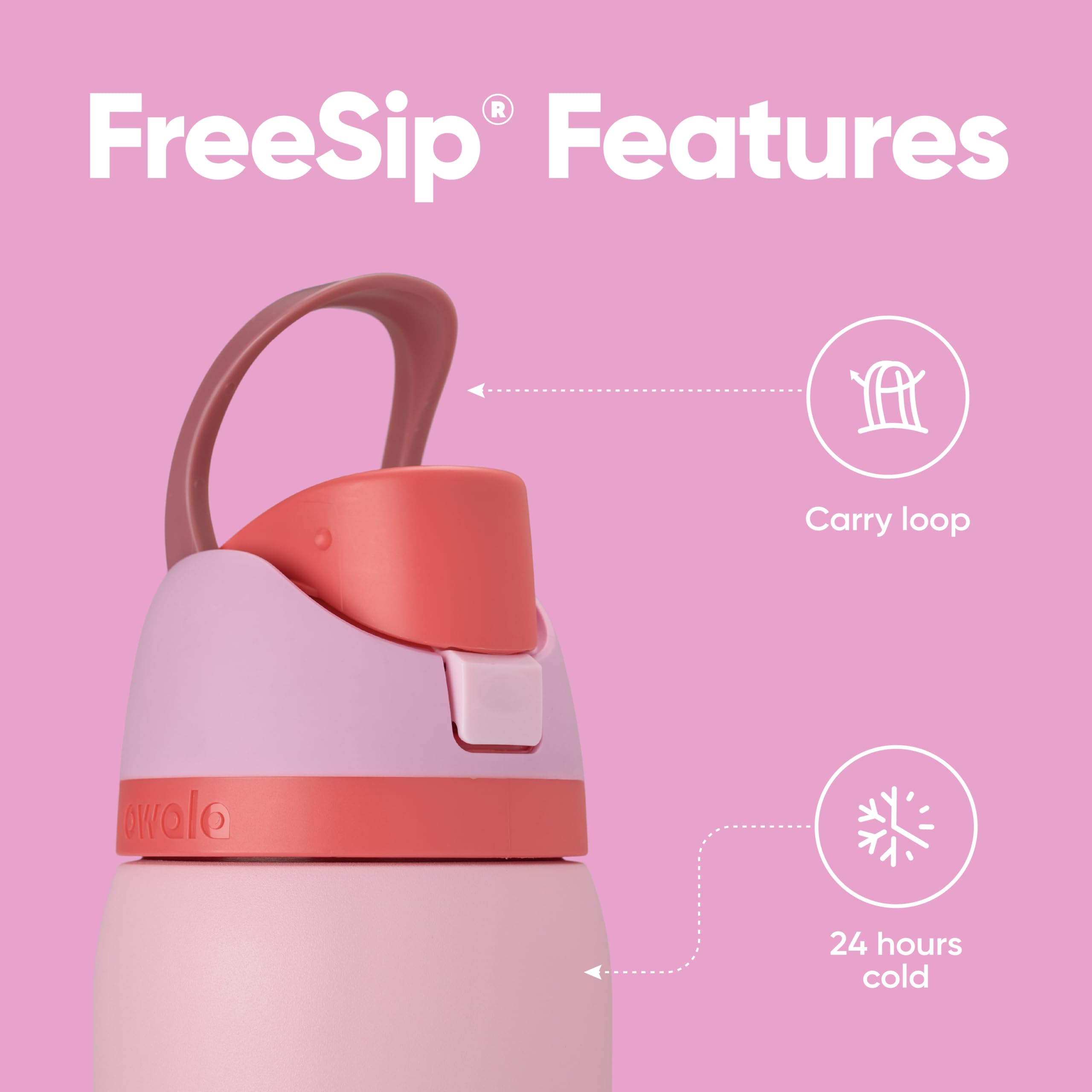 Owala FreeSip Insulated Stainless Steel Water Bottle with Straw, 945ml, Angel Food Cake 3