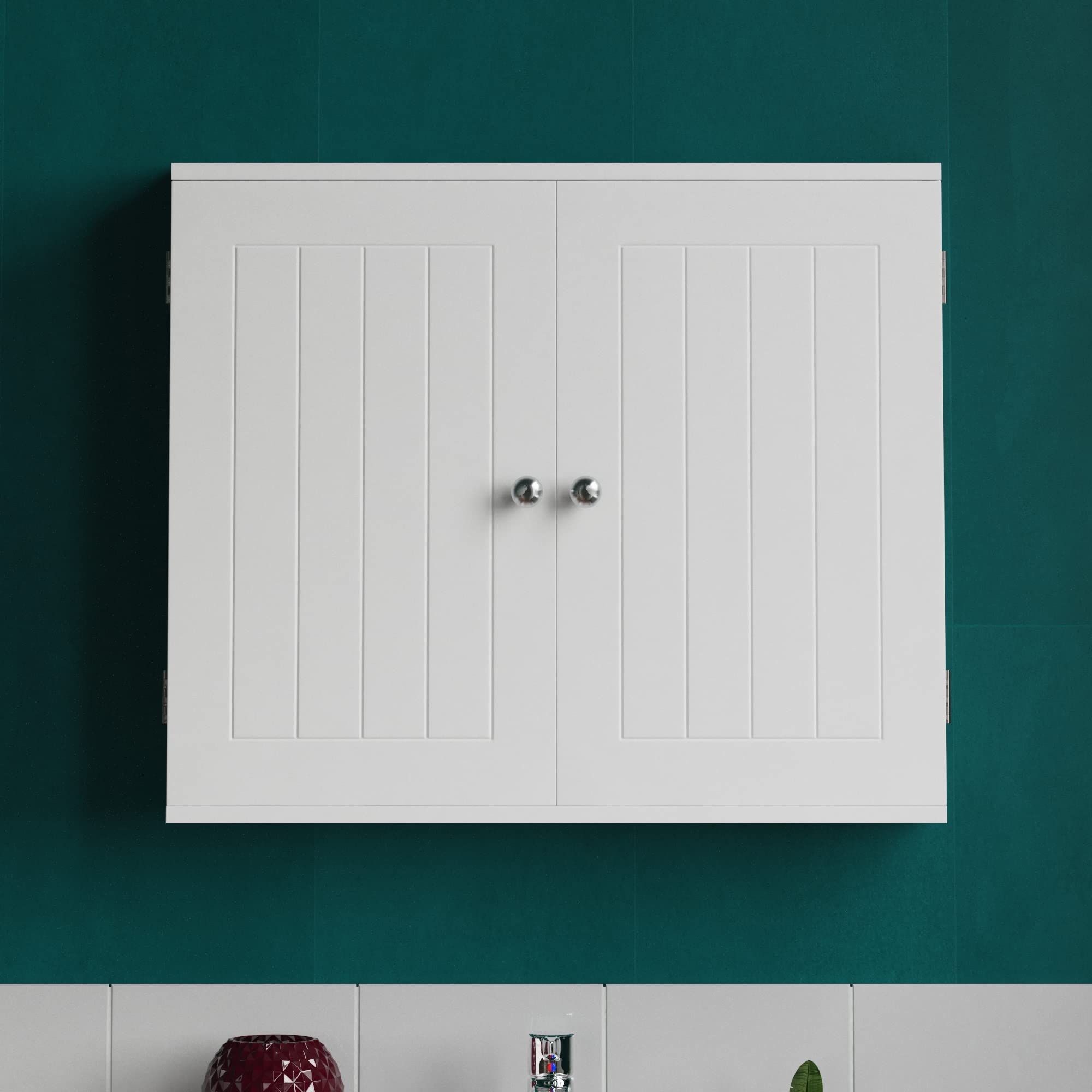 Bath Vida Priano Double Door Wall Mounted Bathroom Cabinet | White | 600x300x500mm 3