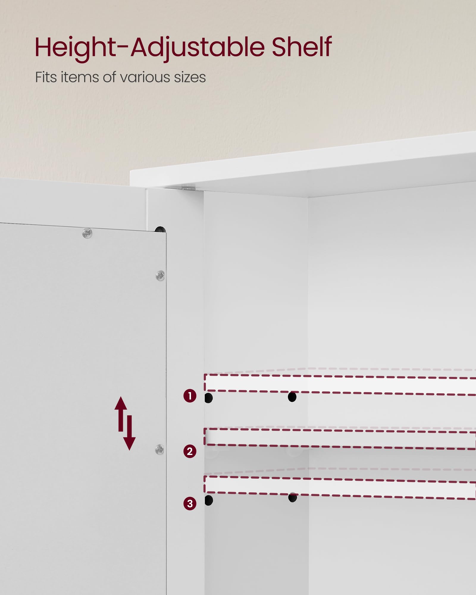 VASAGLE Bathroom Mirror Cabinet with 2 Mirrored Doors and Adjustable Shelf | White | 15 x 65 x 75 cm 4