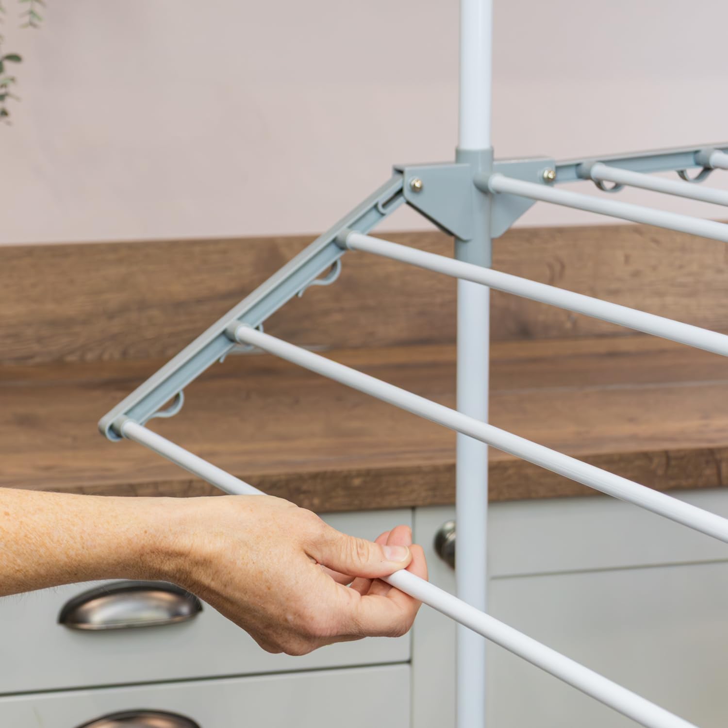 JVL 3 Tier Drying Rack - 21 Metres Drying Space | Foldable & Lightweight | White 6