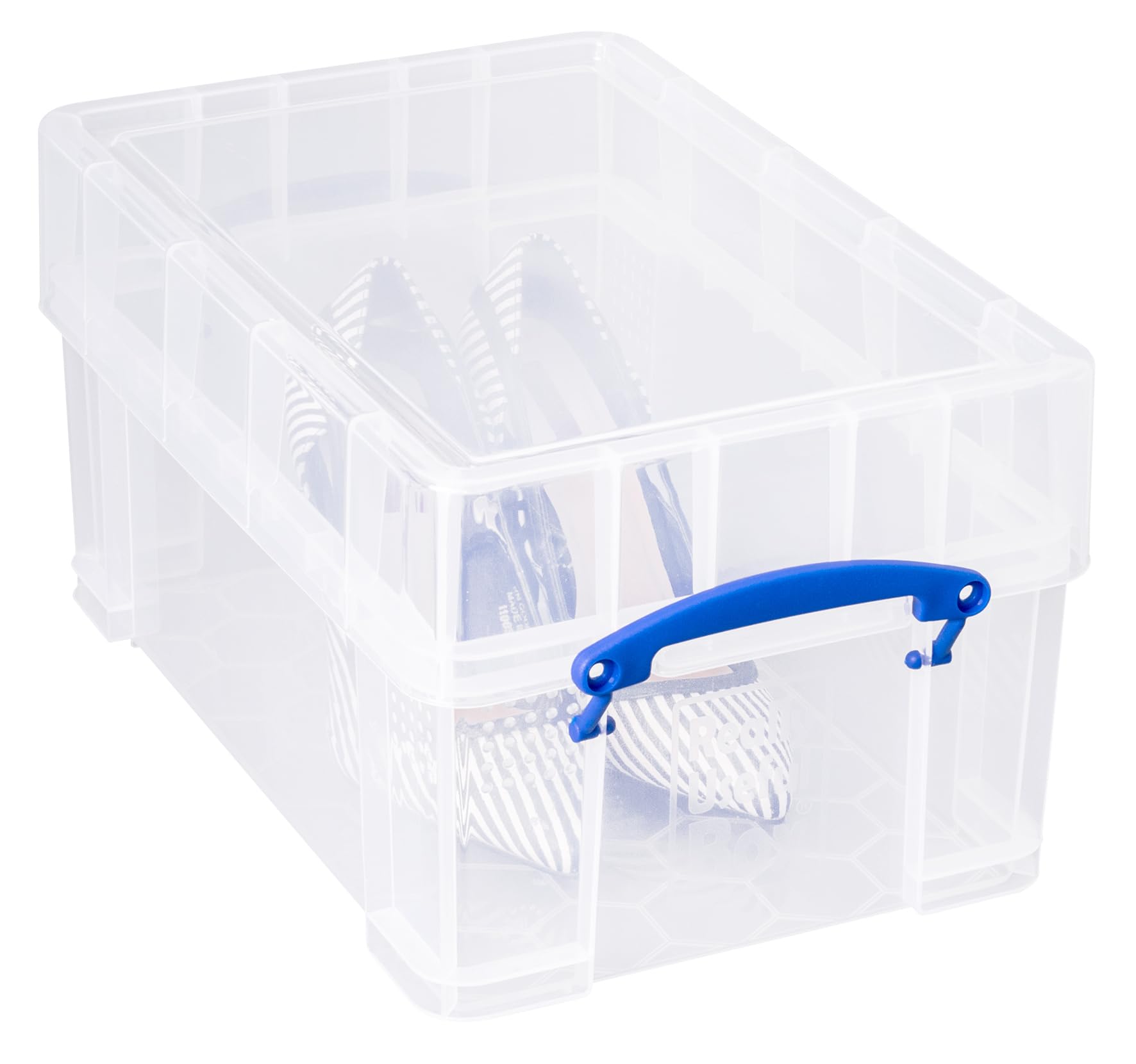 Really Useful Box Plastic Storage Box - 9 Litre Capacity, Clear, XL Lid, Stackable | Pack of 4 5