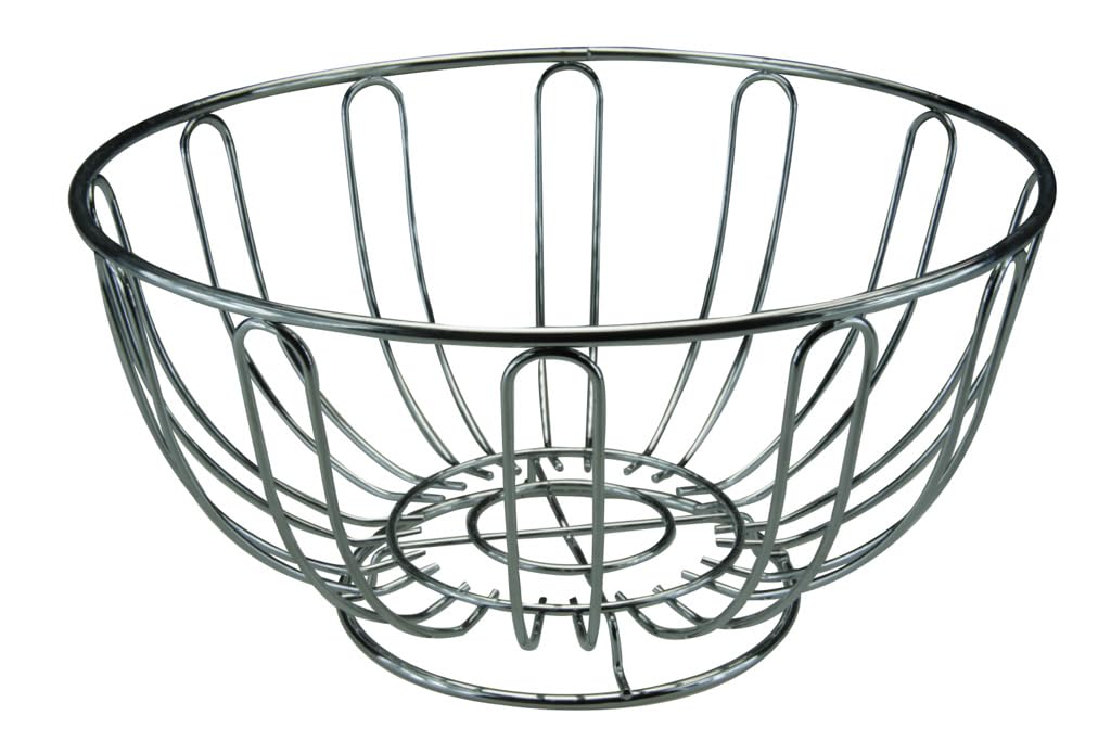 apollo 5664 Chrome Fruit Bowl - Stylish Ornamental Design | Silver | 24x12cm