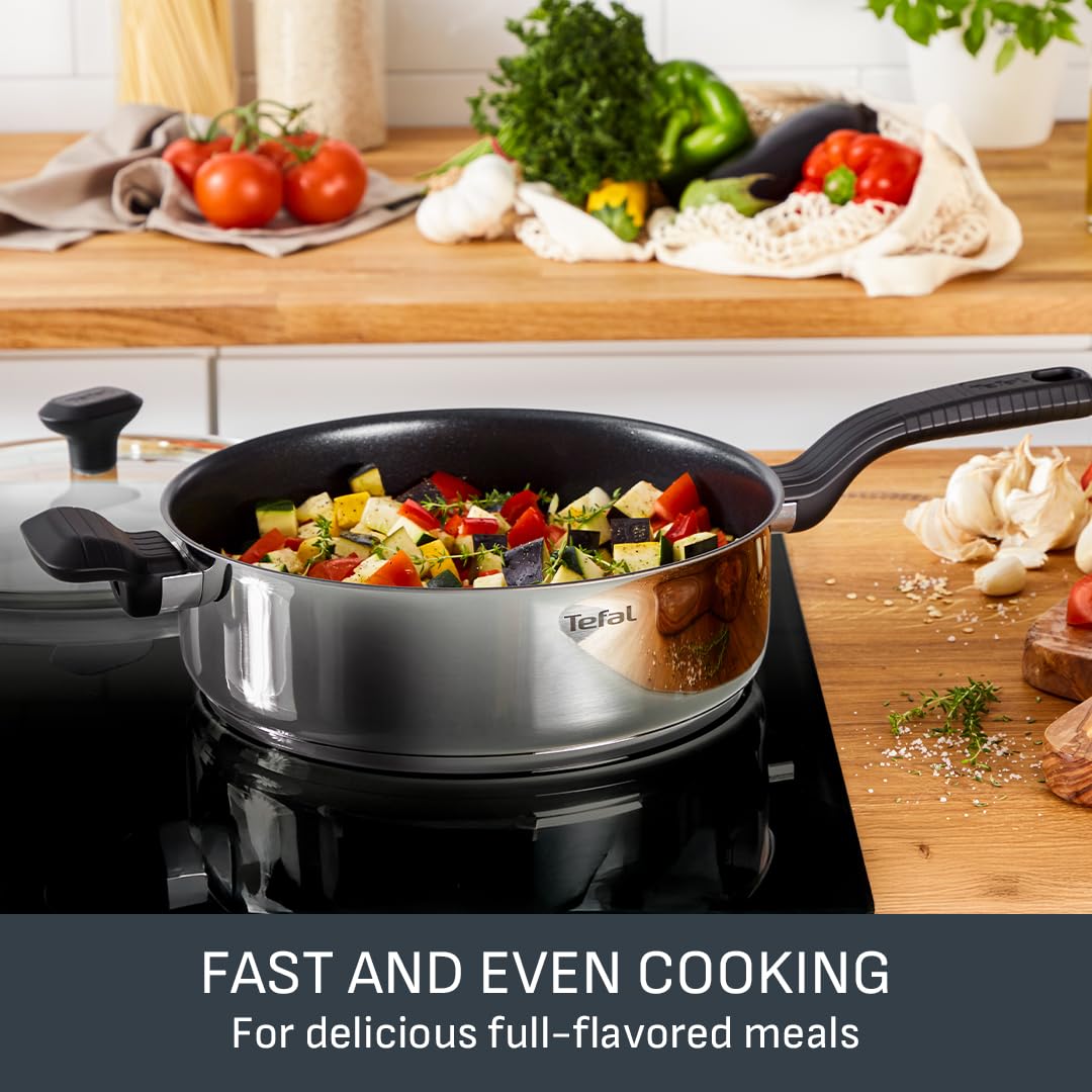 Tefal Comfort Max 5 Piece Stainless Steel Pot & Pan Set | Induction Ready | Silver 5