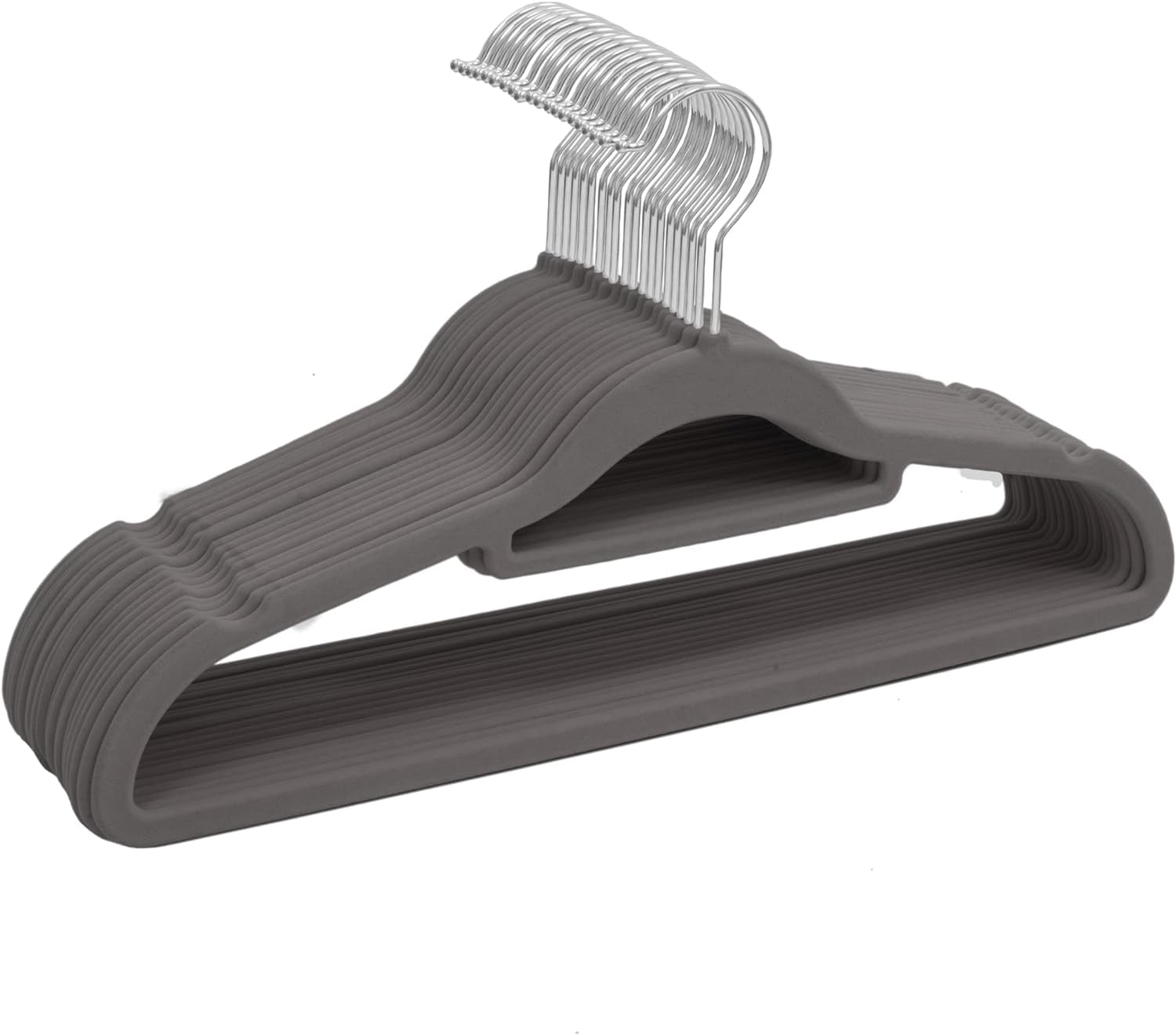 Sasha Morel Velvet Coat Hangers - 20 Pack Space Saving Non-Slip Clothes Hangers | Grey 8