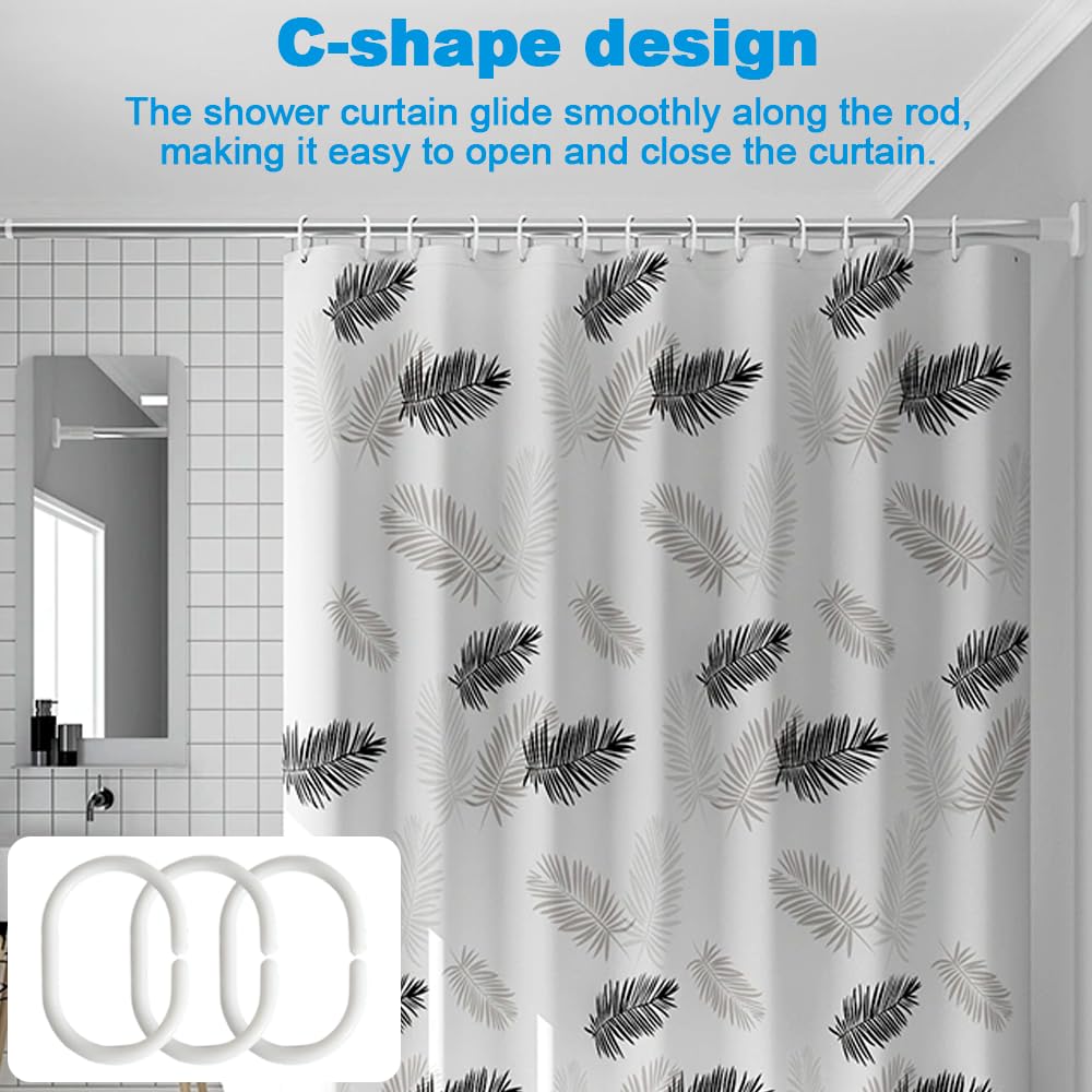 Armo Home Plastic C-Shaped Shower Curtain Rings - 24 Pack White Hooks | Rust Resistant 3