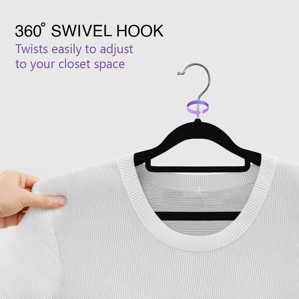 ANSIO Velvet Hangers - 10 Pack Non-Slip Ultra Thin Clothes Hangers with Tie Bar | Supports 5kg 4