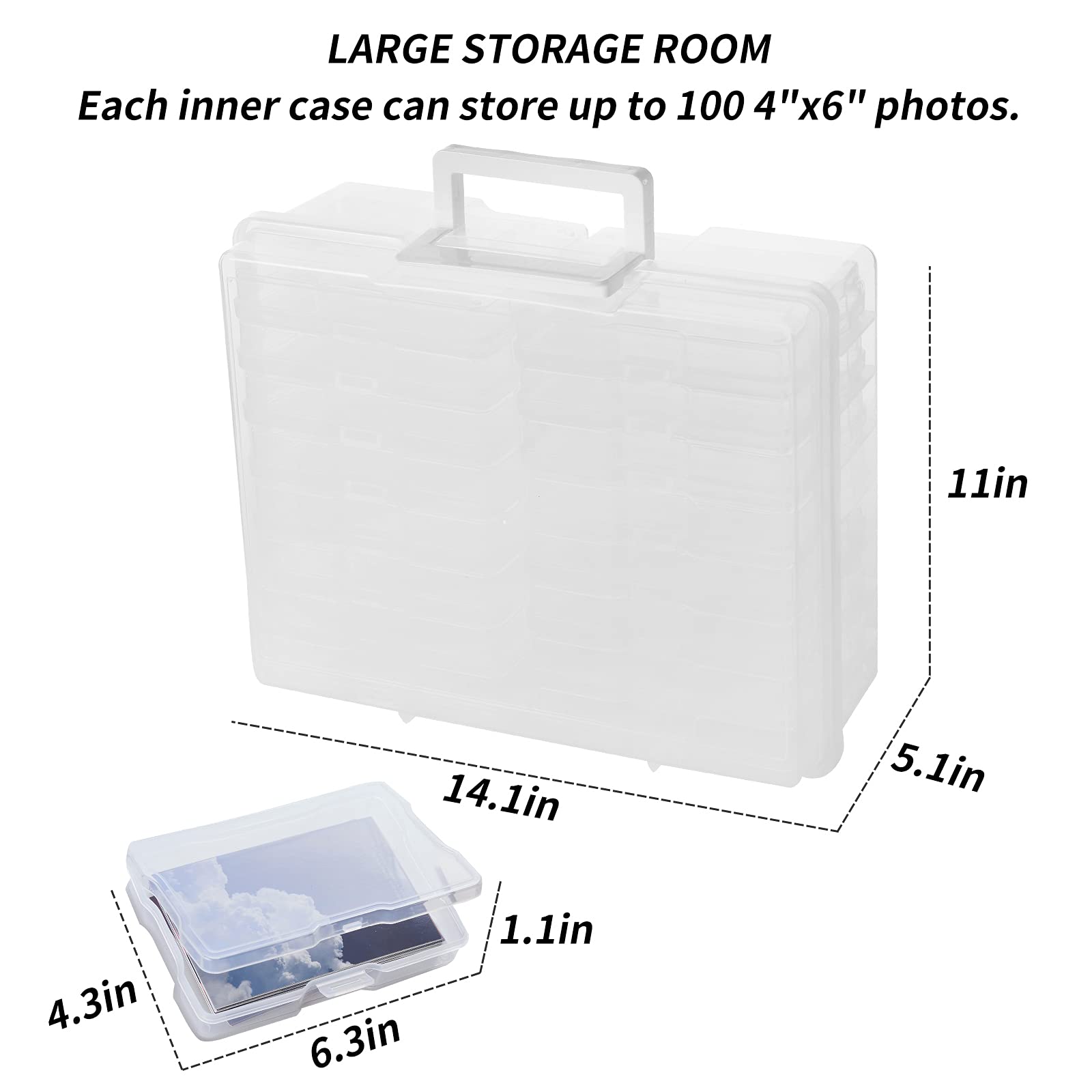 Zuvo Plastic Photo Storage Box - 16 Cases, Removable Dividers, Clear Polypropylene 5