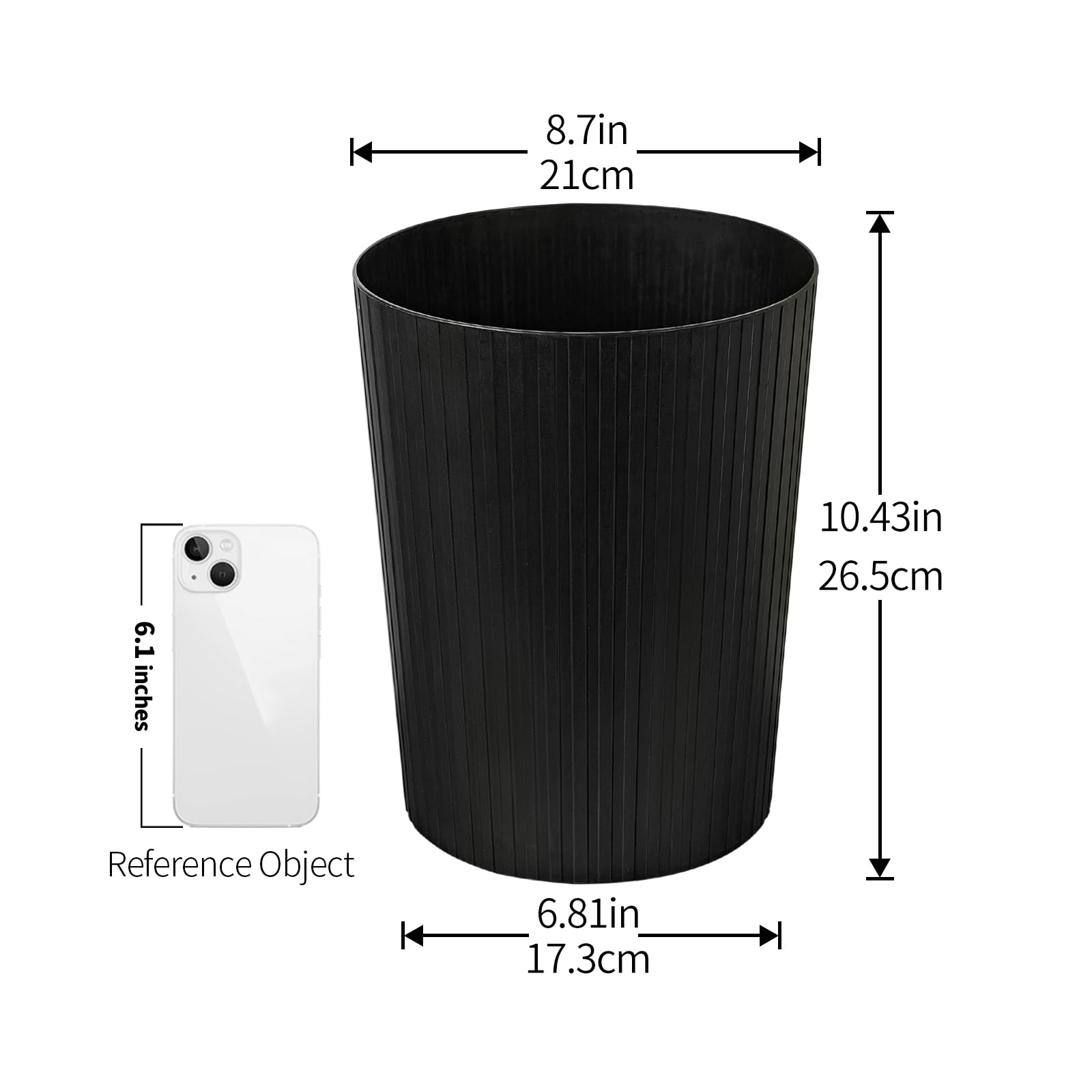 Cetomo 7.2L Plastic Waste Paper Bins - Set of 3 | Frosted Finish | Compact for Bedroom 3
