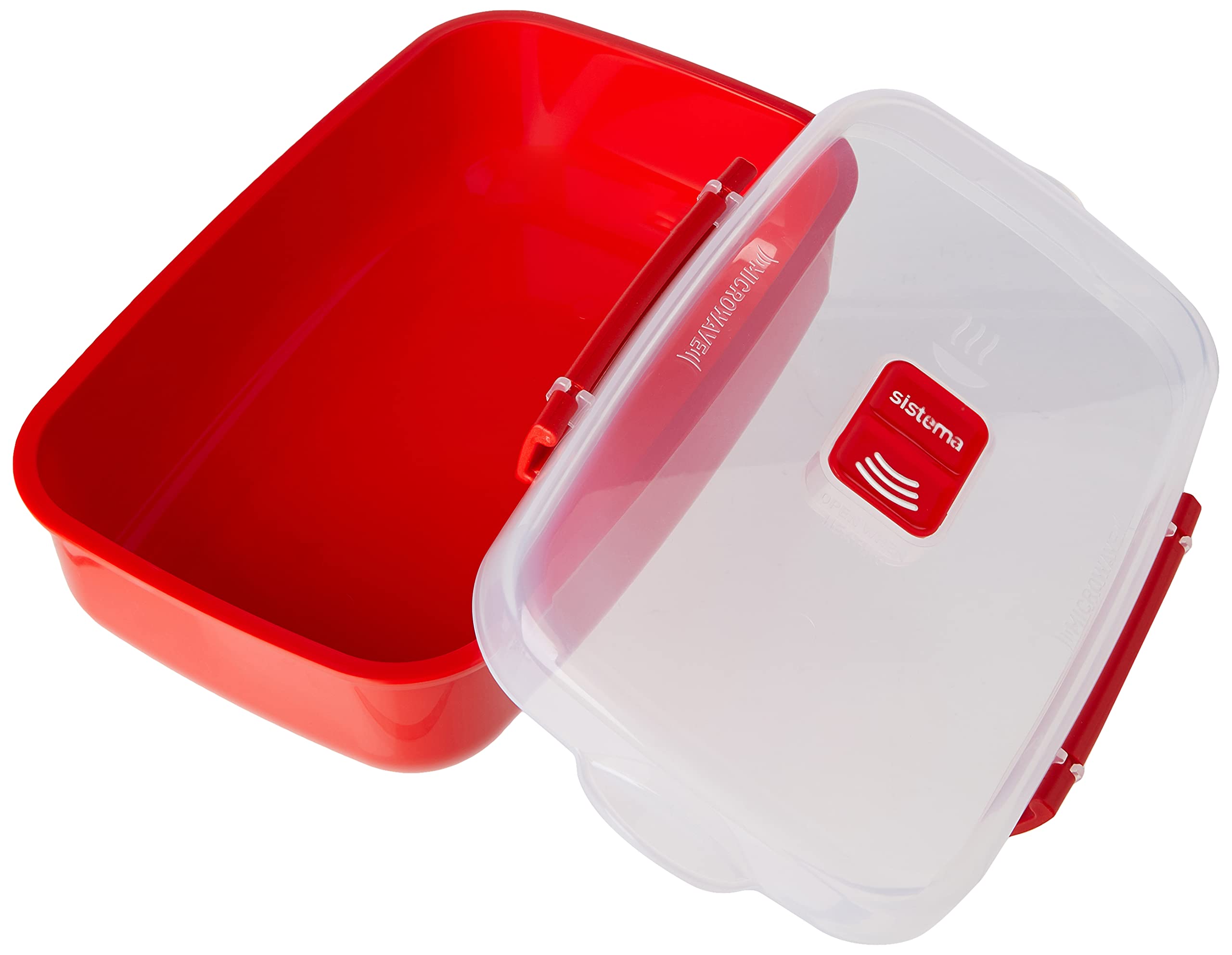 Sistema Rectangle Microwave Container - 1.25L Capacity | Steam Release Vent | BPA-Free Plastic | Red | 1 Count 3