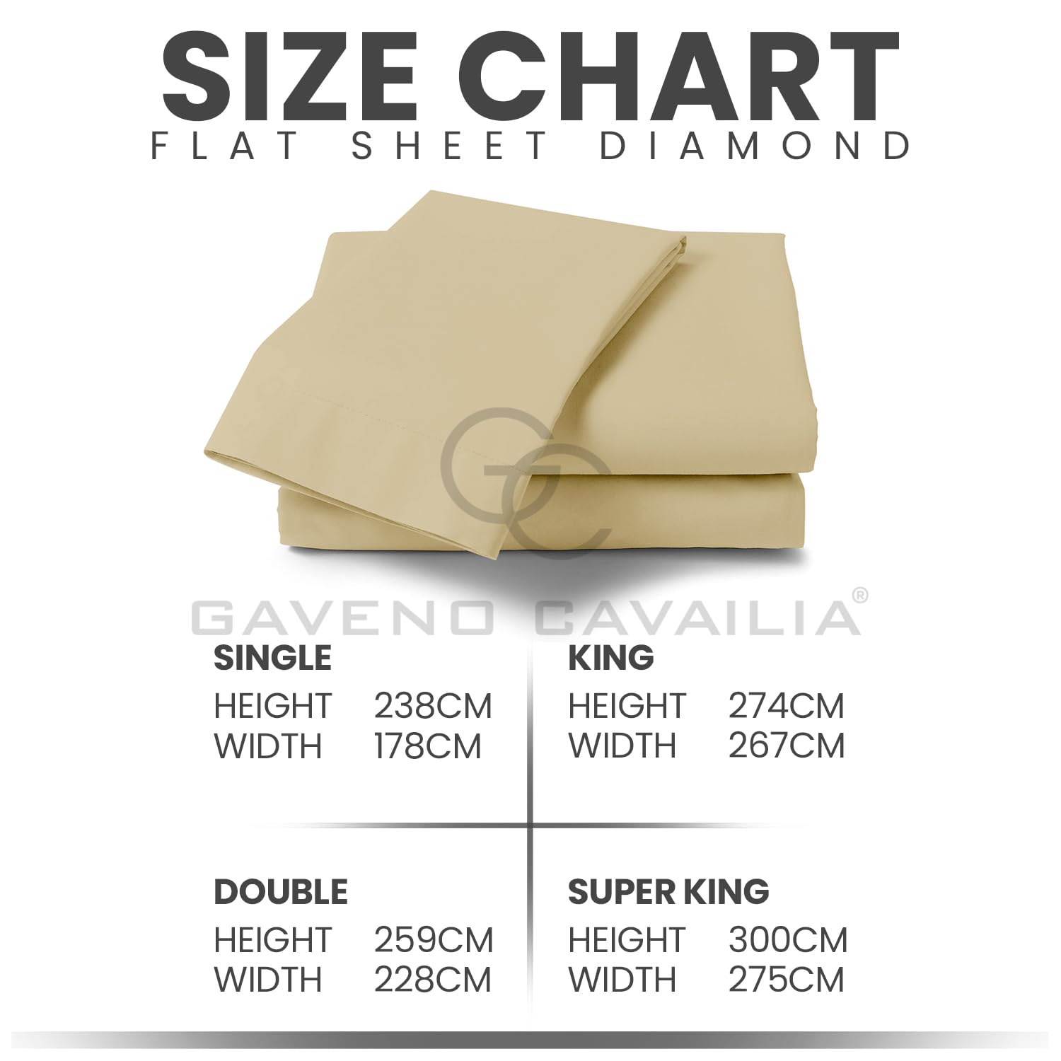 GC GAVENO CAVAILIA Super Soft Plain Dyed Diamond Flat Sheet | King Size | Cream | Poly-Cotton 6
